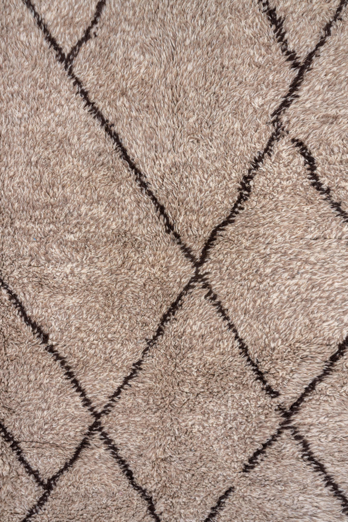 8' x 12' one-of-a-kind handmade vintage Moroccan large size rug. Color palette: ivory, taupe, brown, charcoal, beige, gray