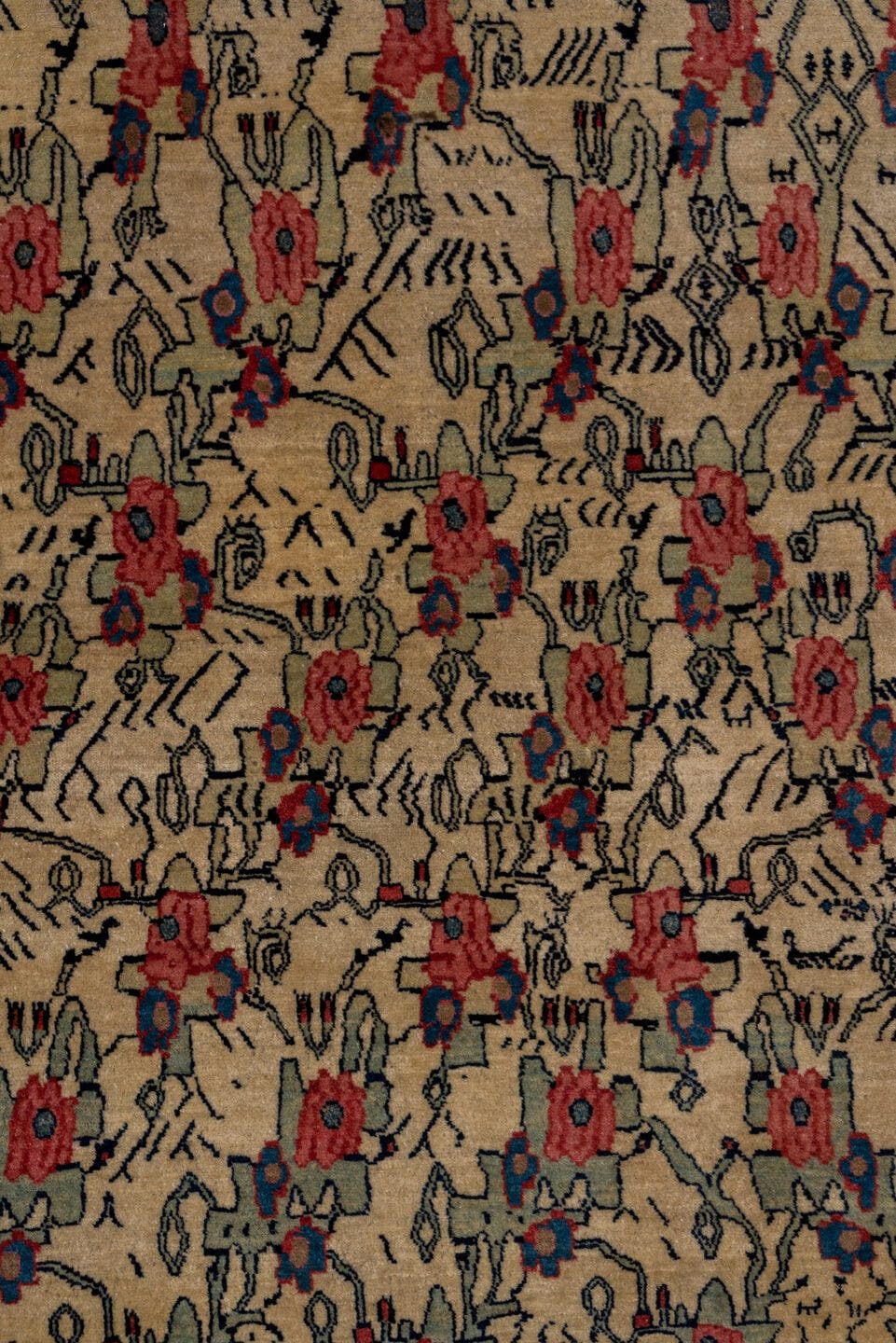 4' x 7' one-of-a-kind handmade antique Bidjar rug. Color palette: ivory, navy, rust, crimson, slate, taupe, cobalt, blue