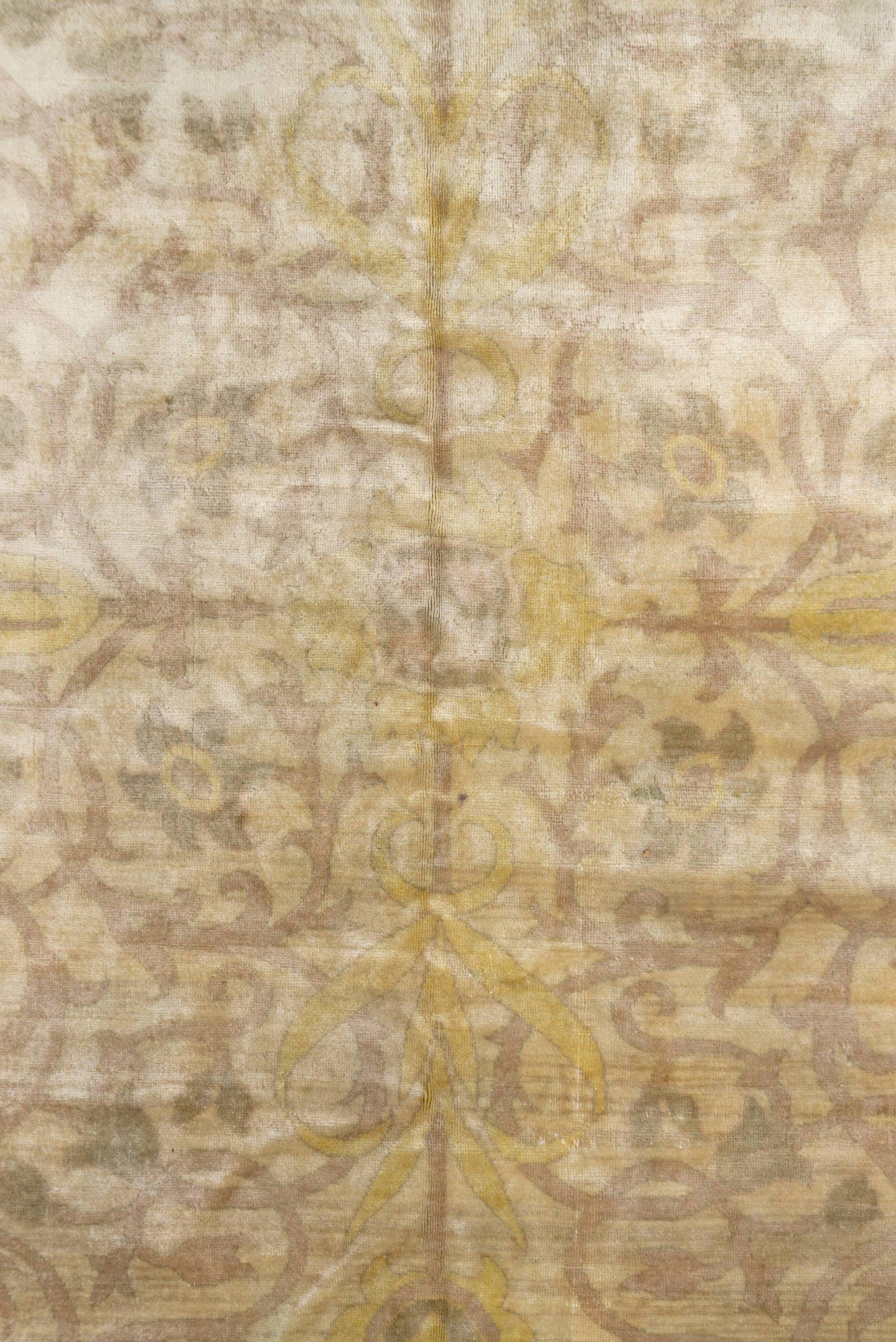 6' x 7' one-of-a-kind handmade antique Sivas rug. Color palette: beige, ivory, gold, taupe, ochre, camel, gray, brown