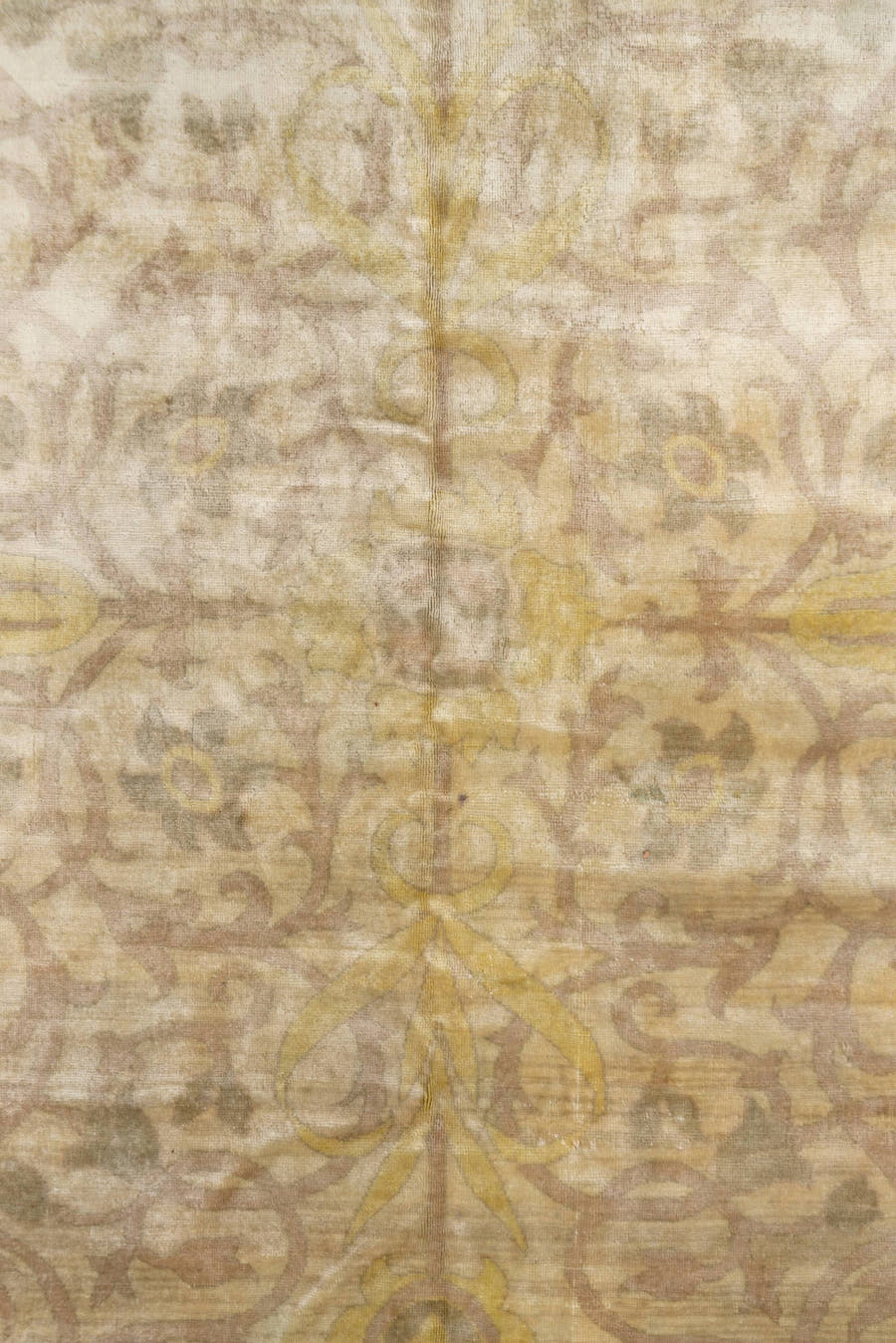 6' x 7' one-of-a-kind handmade antique Sivas rug. Color palette: beige, ivory, gold, taupe, ochre, camel, gray, brown