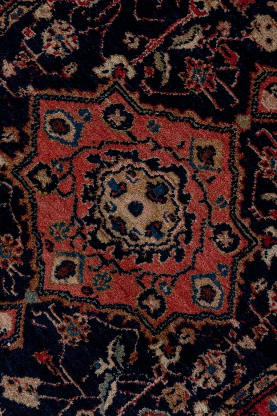 2' x 10' one-of-a-kind handmade antique Malayer runner rug. Color palette: navy, red, rose, ivory, sky blue, sage, camel