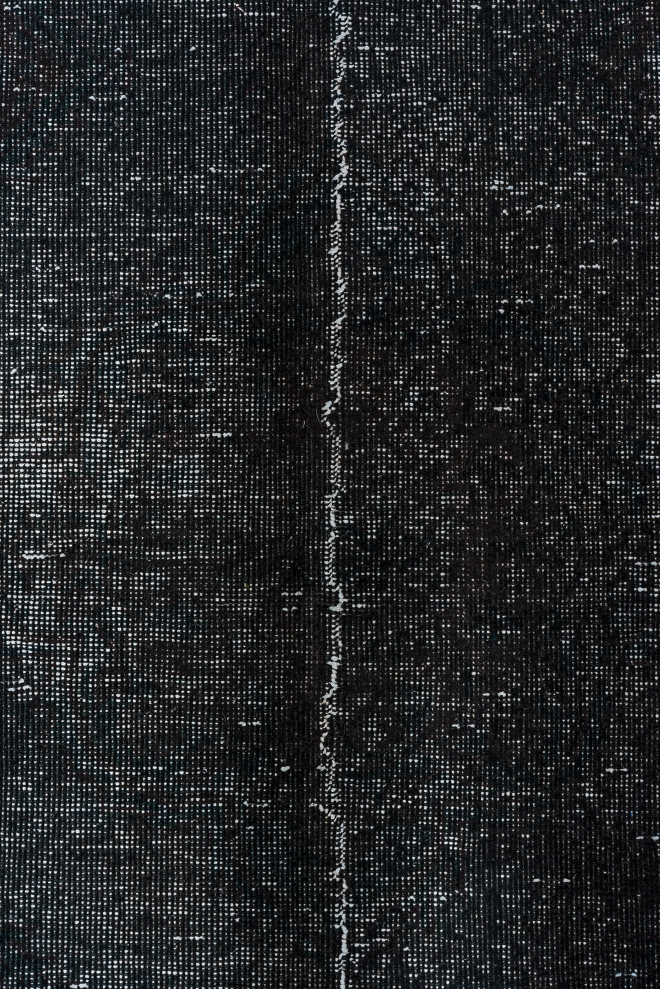 4' x 11' one-of-a-kind handmade vintage Overdyed runner rug. Color palette: black, blue, dark gray, dim gray, gray