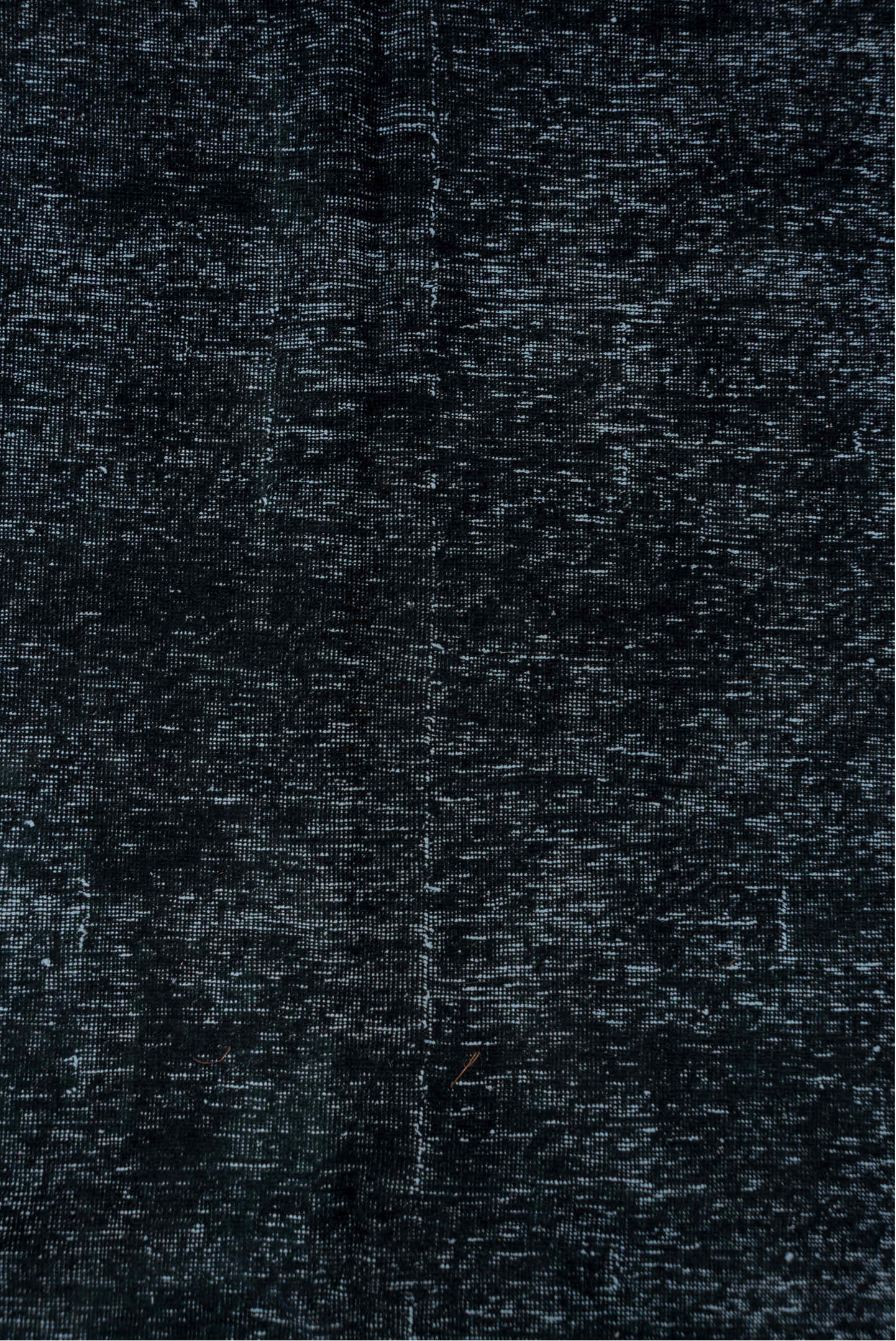 4' x 12' one-of-a-kind handmade vintage Overdyed runner rug. Color palette: black, blue, gray, light blue, light slate gray