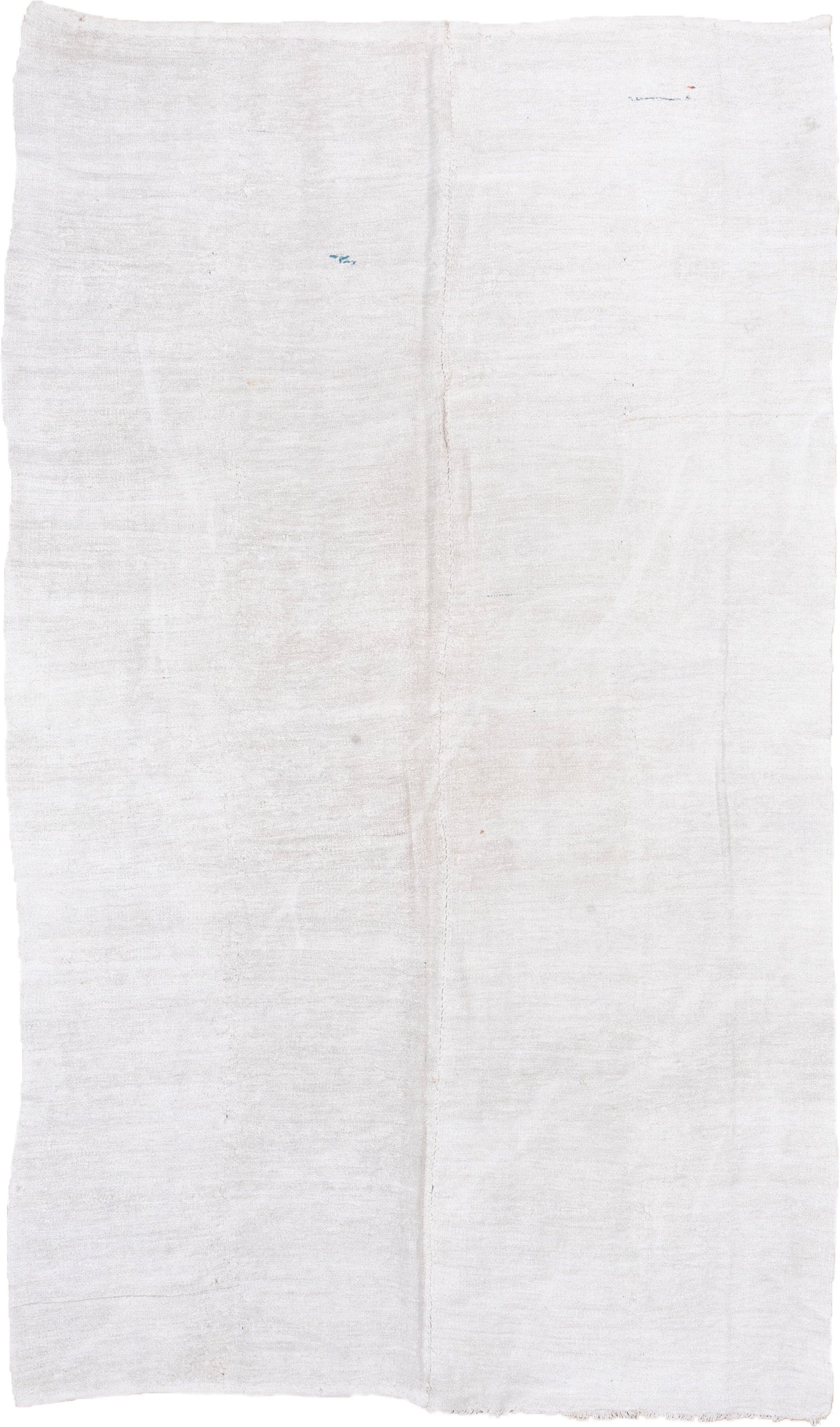 6' x 10' one-of-a-kind handmade vintage Hemp Kilim large size rug. Color palette: ivory, cream, beige, taupe, faint blue