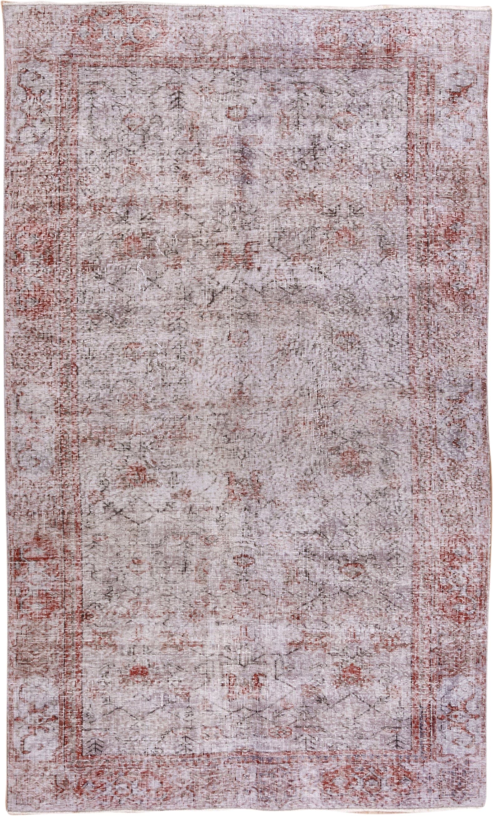 5' x 8' one-of-a-kind handmade antique Sparta medium size rug. Color palette: ivory, rust, taupe, rose, brown, terracotta