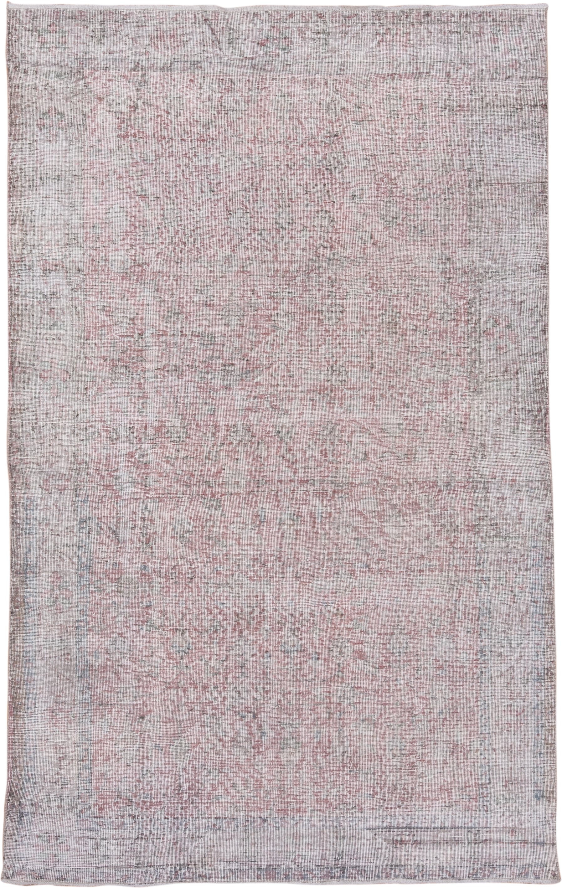 5' x 8' one-of-a-kind handmade antique Overdyed medium size rug. Color palette: blush, ivory, pale gray, dusty rose, taupe