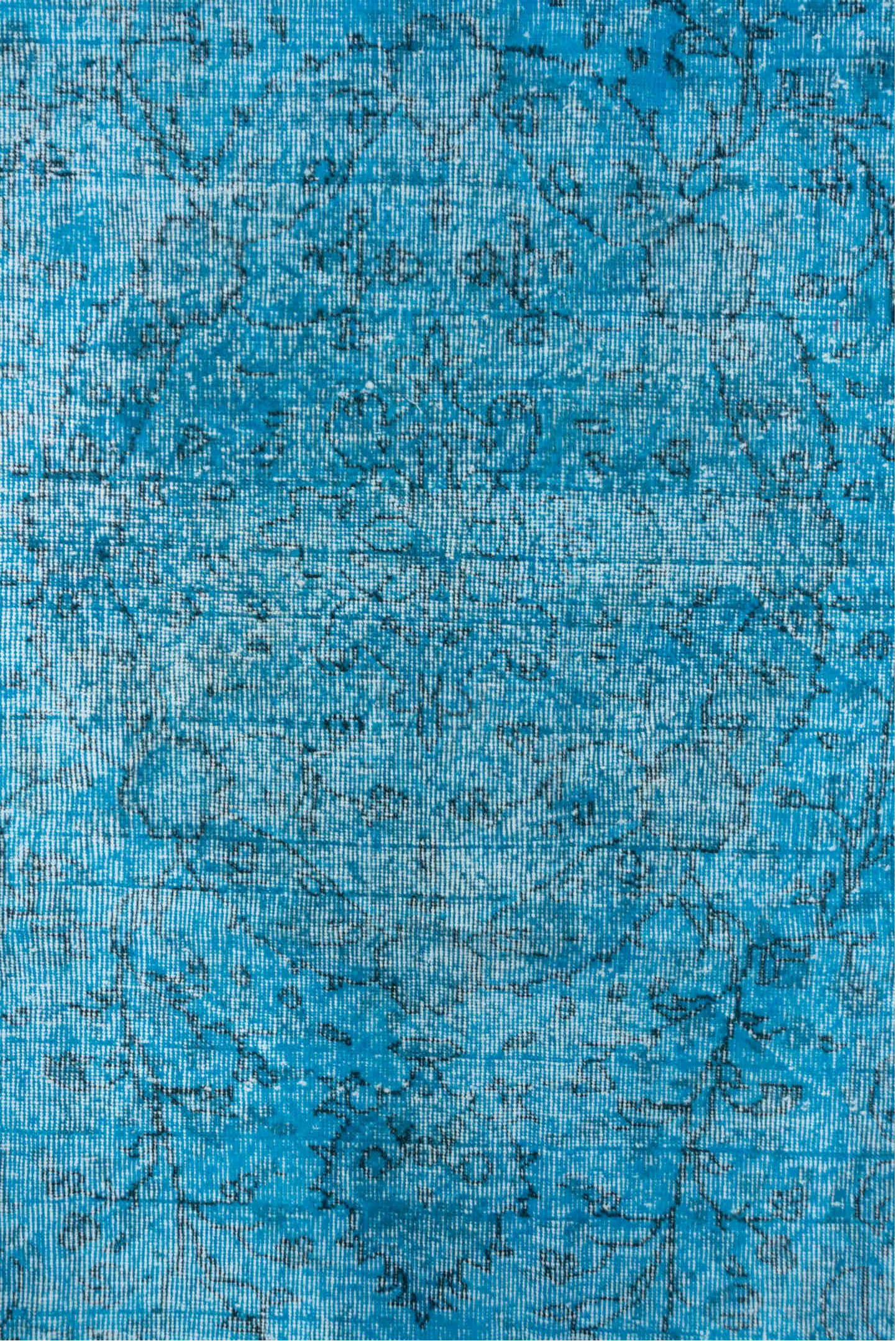 5' x 9' one-of-a-kind handmade vintage Overdyed medium size rug. Color palette: arapawa, blue, gray, light blue, light gray