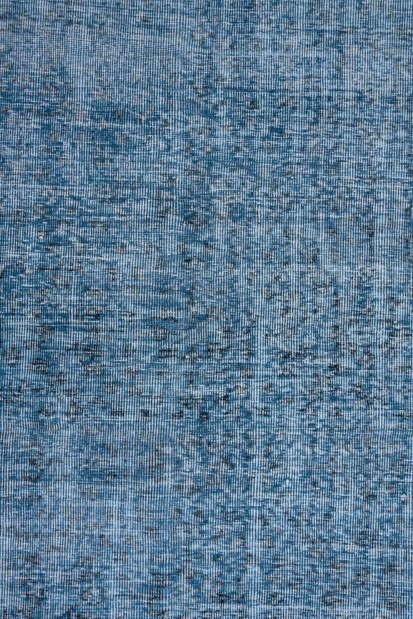 5' x 8' one-of-a-kind handmade antique Overdyed medium size rug. Color palette: sky blue, slate blue, ivory, light blue