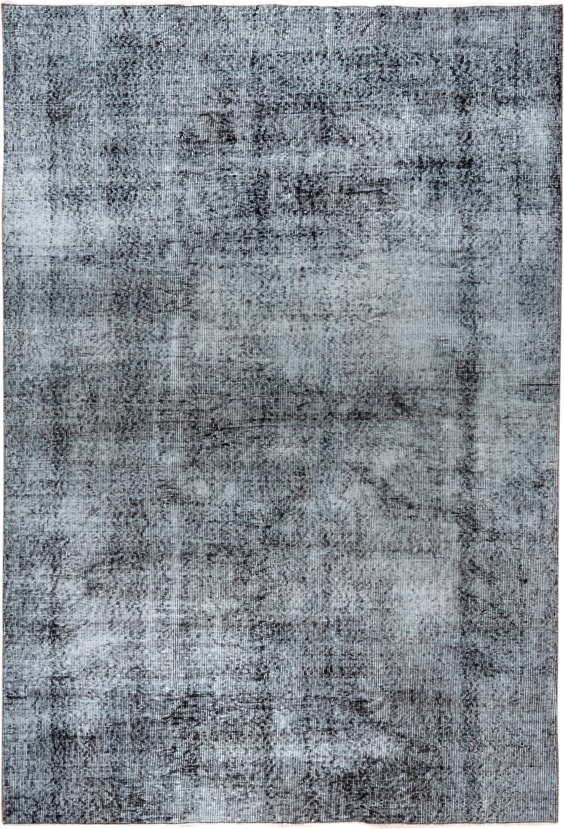5' x 8' one-of-a-kind handmade antique Overdyed medium size rug. Color palette: silver, charcoal, slate, ivory, gray, black
