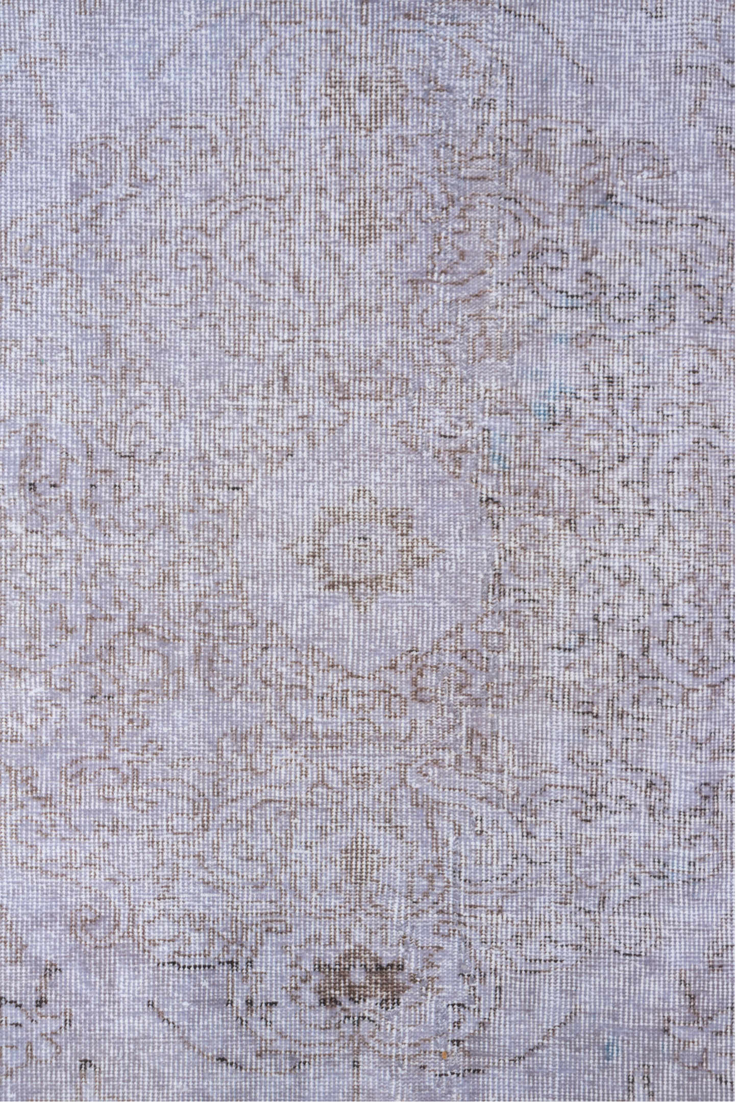 6' x 9' one-of-a-kind handmade antique Overdyed medium size rug. Color palette: ivory, blush, taupe, beige, pale lavender