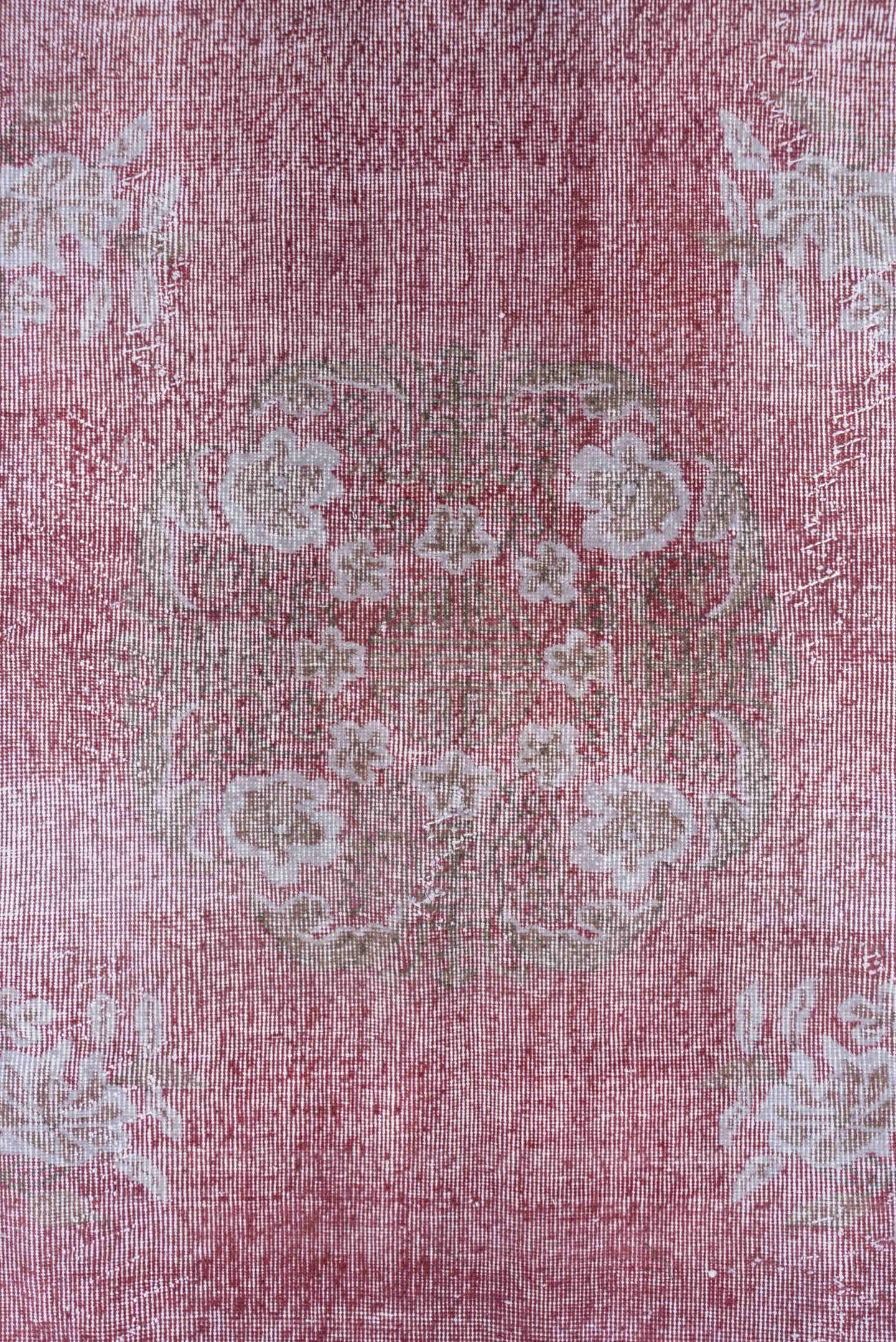 6' x 9' one-of-a-kind handmade antique Sparta medium size rug. Color palette: rose, ivory, blush, taupe, dusty pink, sage