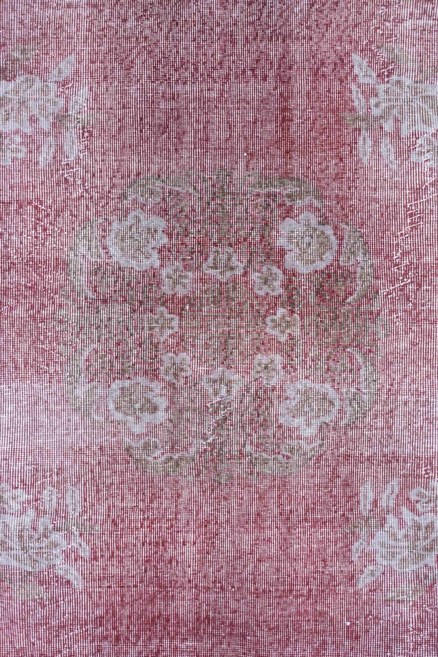 6' x 9' one-of-a-kind handmade antique Sparta medium size rug. Color palette: rose, ivory, blush, taupe, dusty pink, sage