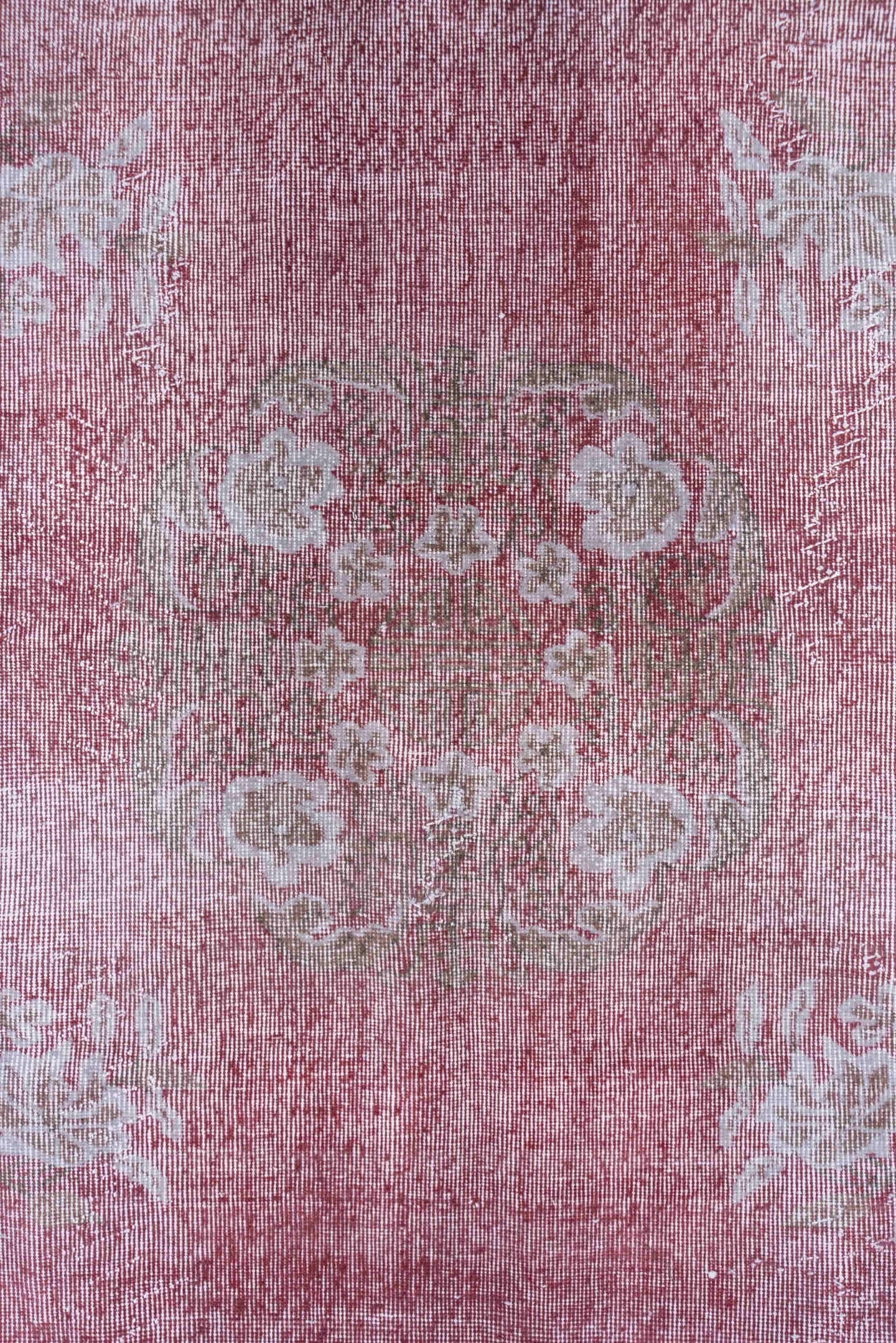 6' x 9' one-of-a-kind handmade antique Sparta medium size rug. Color palette: rose, ivory, blush, taupe, dusty pink, sage