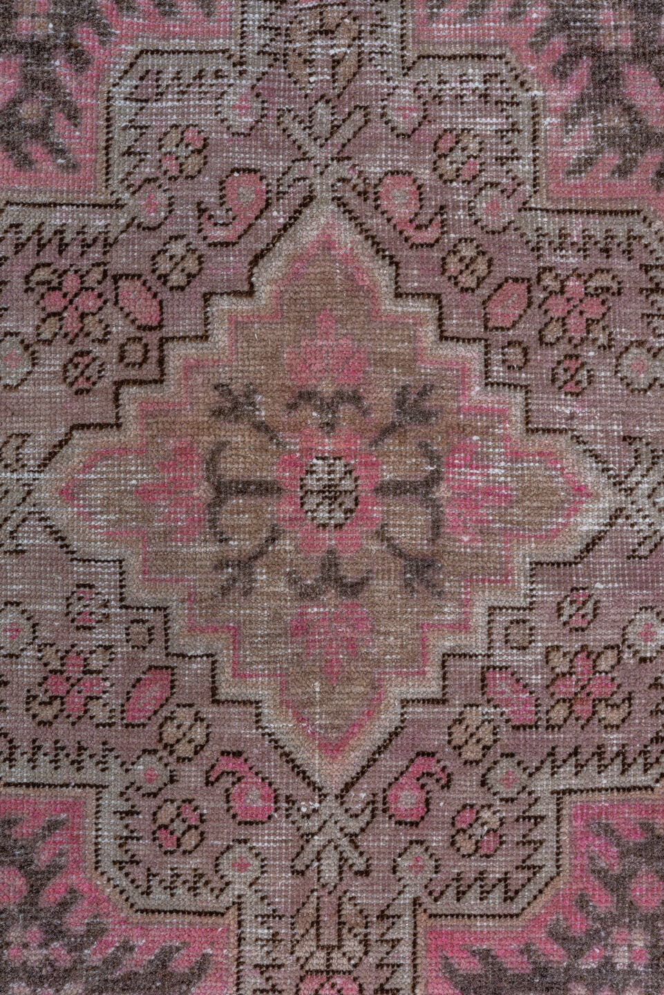 6' x 13' one-of-a-kind handmade vintage Khotan large size rug. Color palette: blush, rose, taupe, charcoal, ivory, mauve