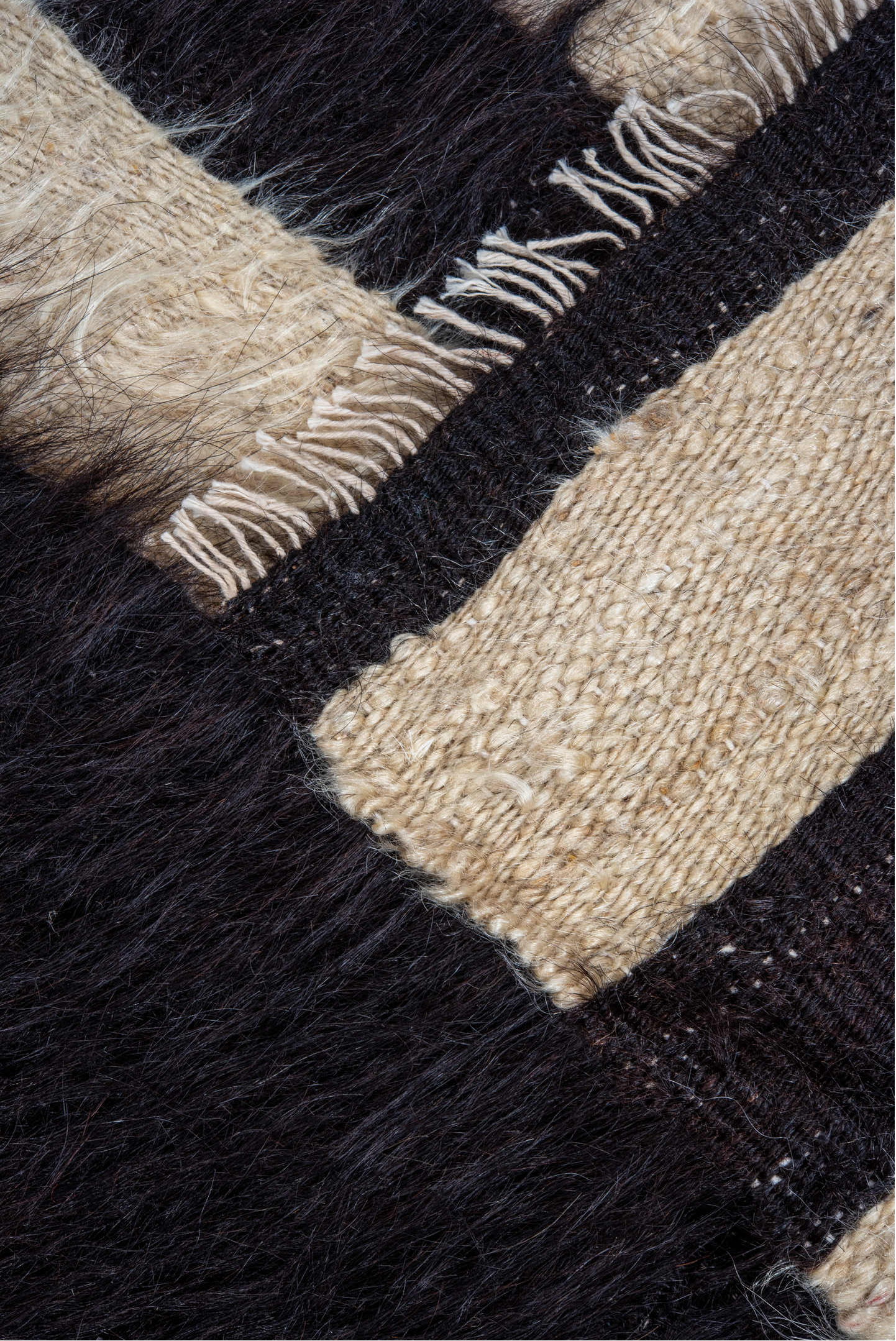 4' x 5' one-of-a-kind handmade antique Anr small size rug. Color palette: black, ivory