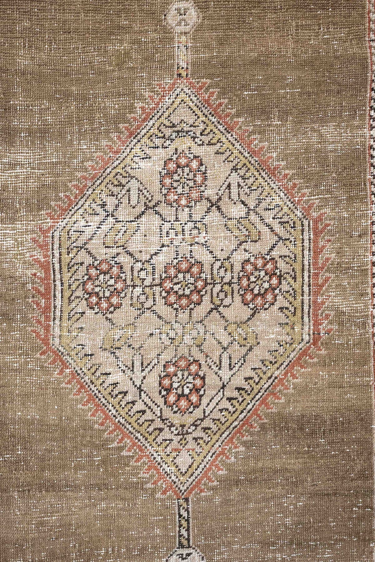 3' x 17' one-of-a-kind handmade antique NW Persian runner rug. Color palette: taupe, ivory, camel, pale blue, terracotta