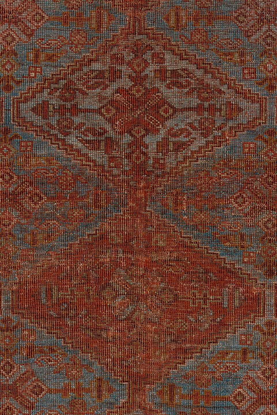 4' x 5' one-of-a-kind handmade vintage Afshar small size rug. Color palette: blue, brown, dim gray, gray, light gray