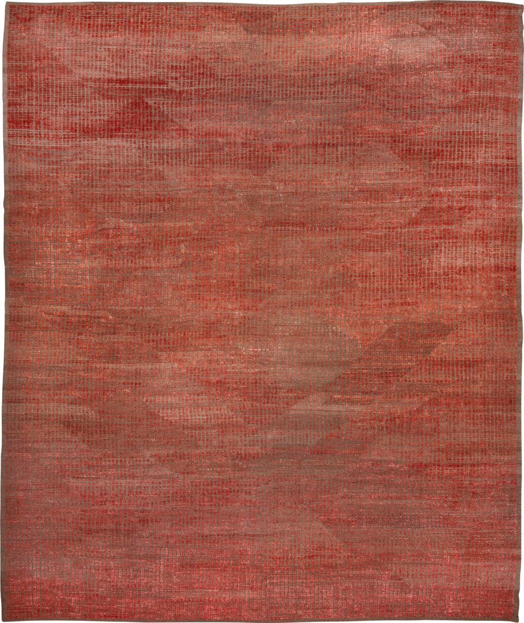13' x 16' one-of-a-kind handmade vintage Moroccan oversize rug. Color palette: brown, dark salmon, pink, red, redwood