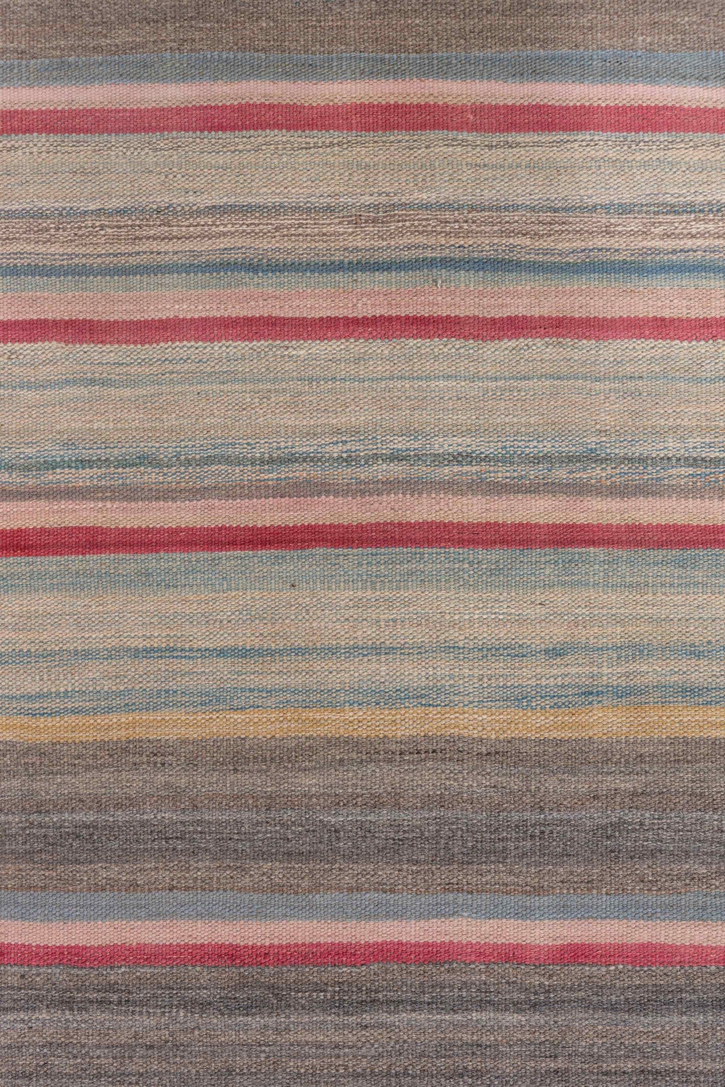 2' x 11' one-of-a-kind handmade vintage Kilim runner rug. Color palette: taupe, rose, ivory, slate, muted_blue, sage, beige
