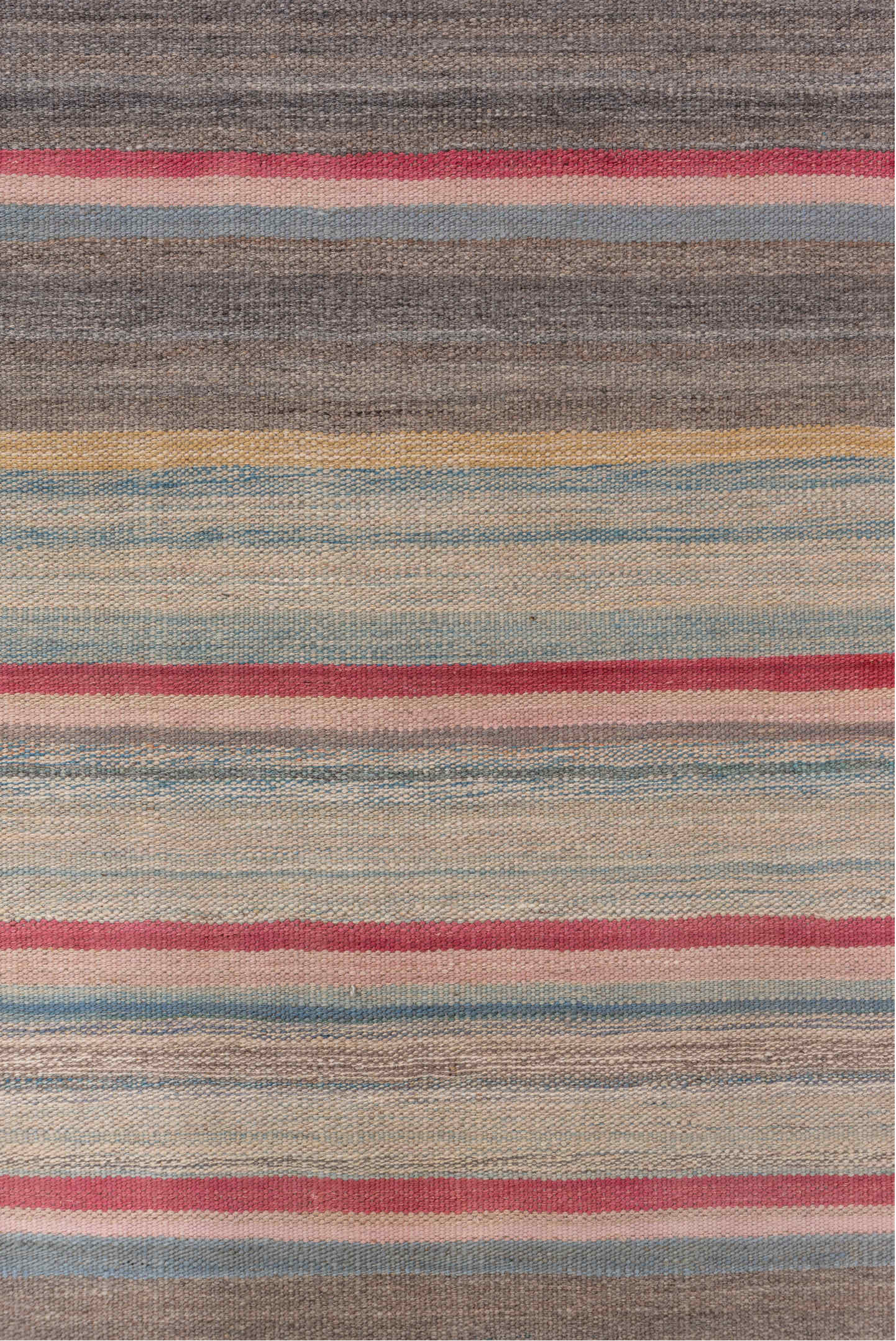 2' x 11' one-of-a-kind handmade vintage Kilim runner rug. Color palette: taupe, rose, ivory, slate, muted_blue, sage, beige