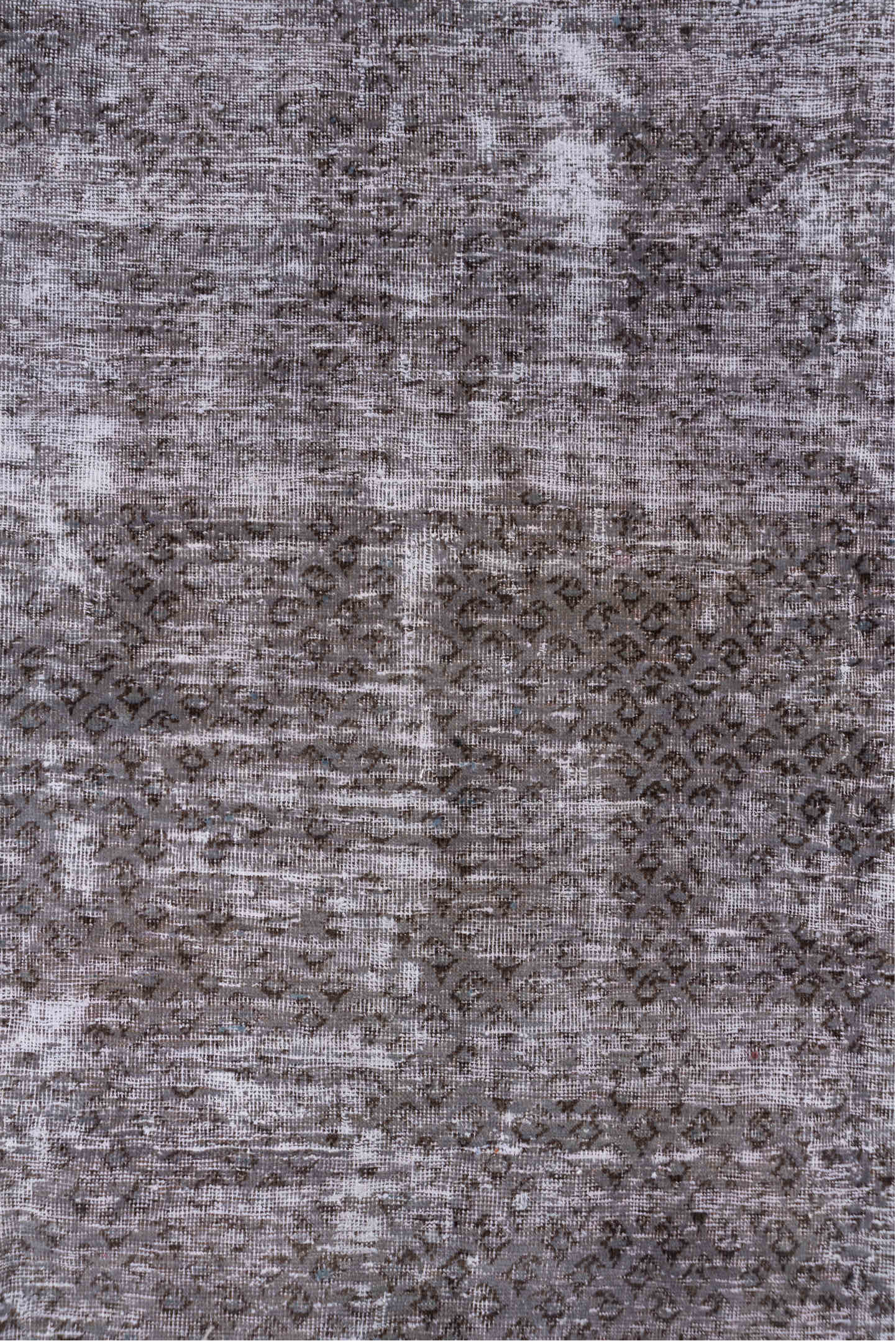 7' x 10' one-of-a-kind handmade vintage Mov large size rug. Color palette: taupe, brown, mauve, ivory, charcoal, beige, gray