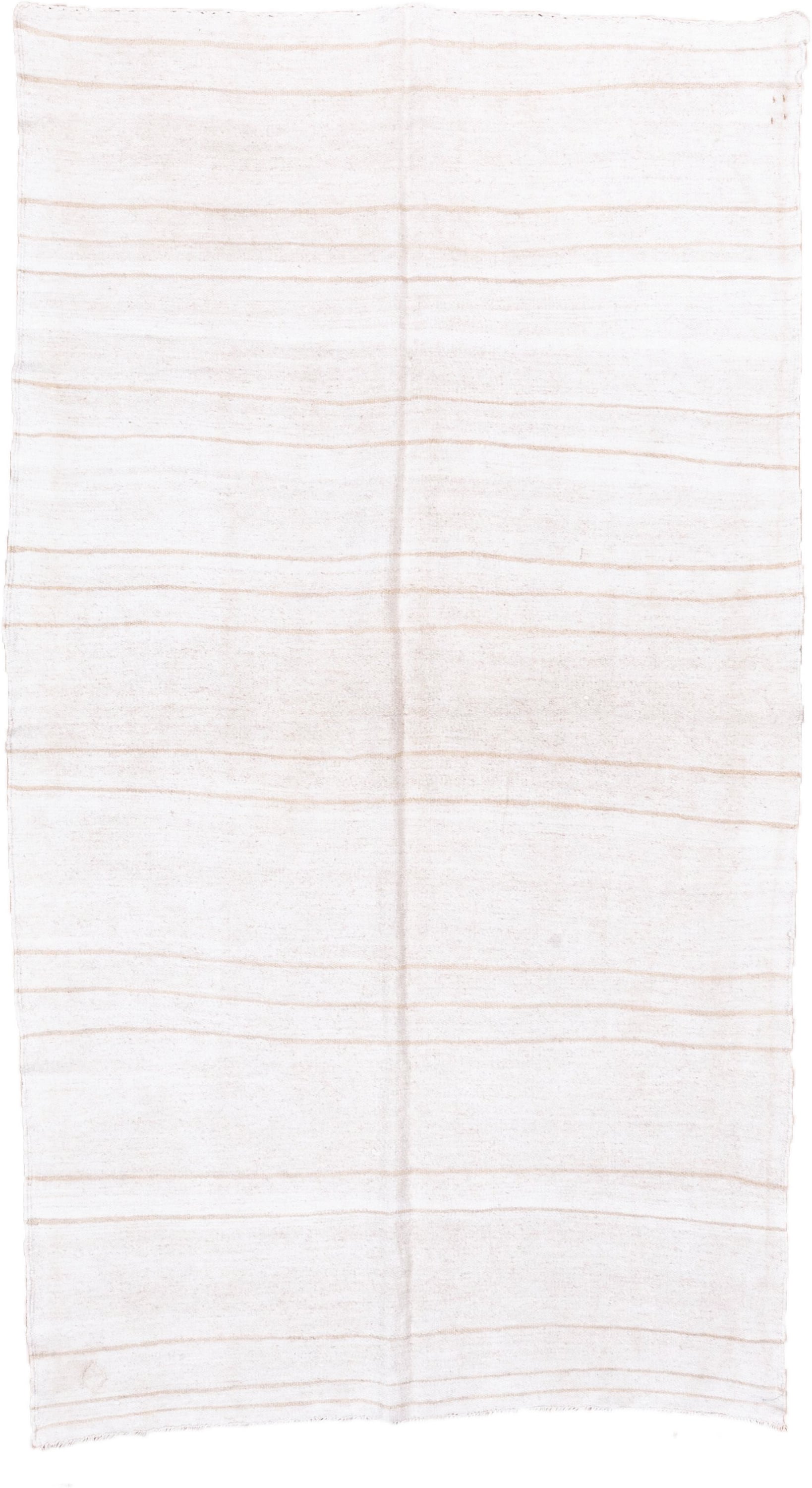 5' x 9' one-of-a-kind handmade vintage Hemp Kilim medium size rug. Color palette: ivory, cream, tan, taupe, beige, gray
