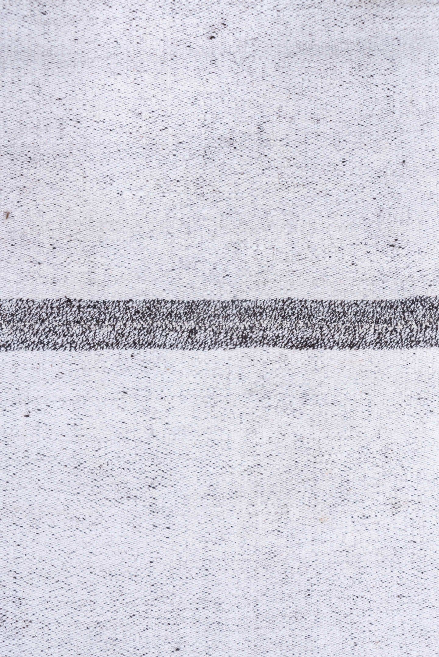 10' x 13' one-of-a-kind handmade vintage Flatweave large size rug. Color palette: ivory, charcoal, gray, black