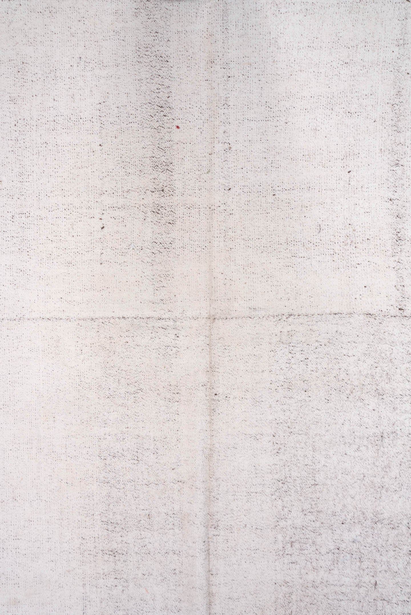 8' x 14' one-of-a-kind handmade vintage Flatweave large size rug. Color palette: ivory, cream, taupe, light gray, beige