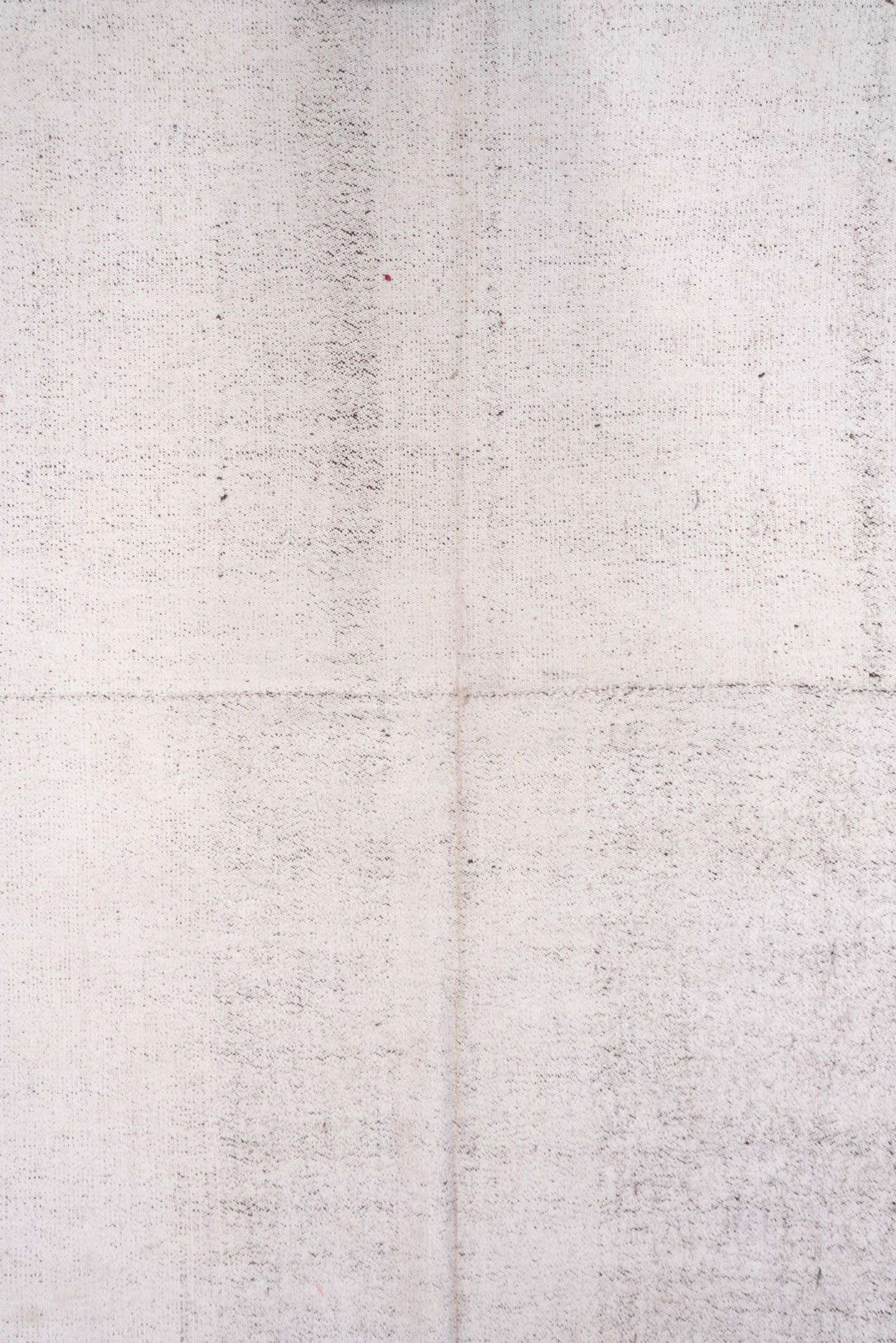 8' x 14' one-of-a-kind handmade vintage Flatweave large size rug. Color palette: ivory, cream, taupe, light gray, beige