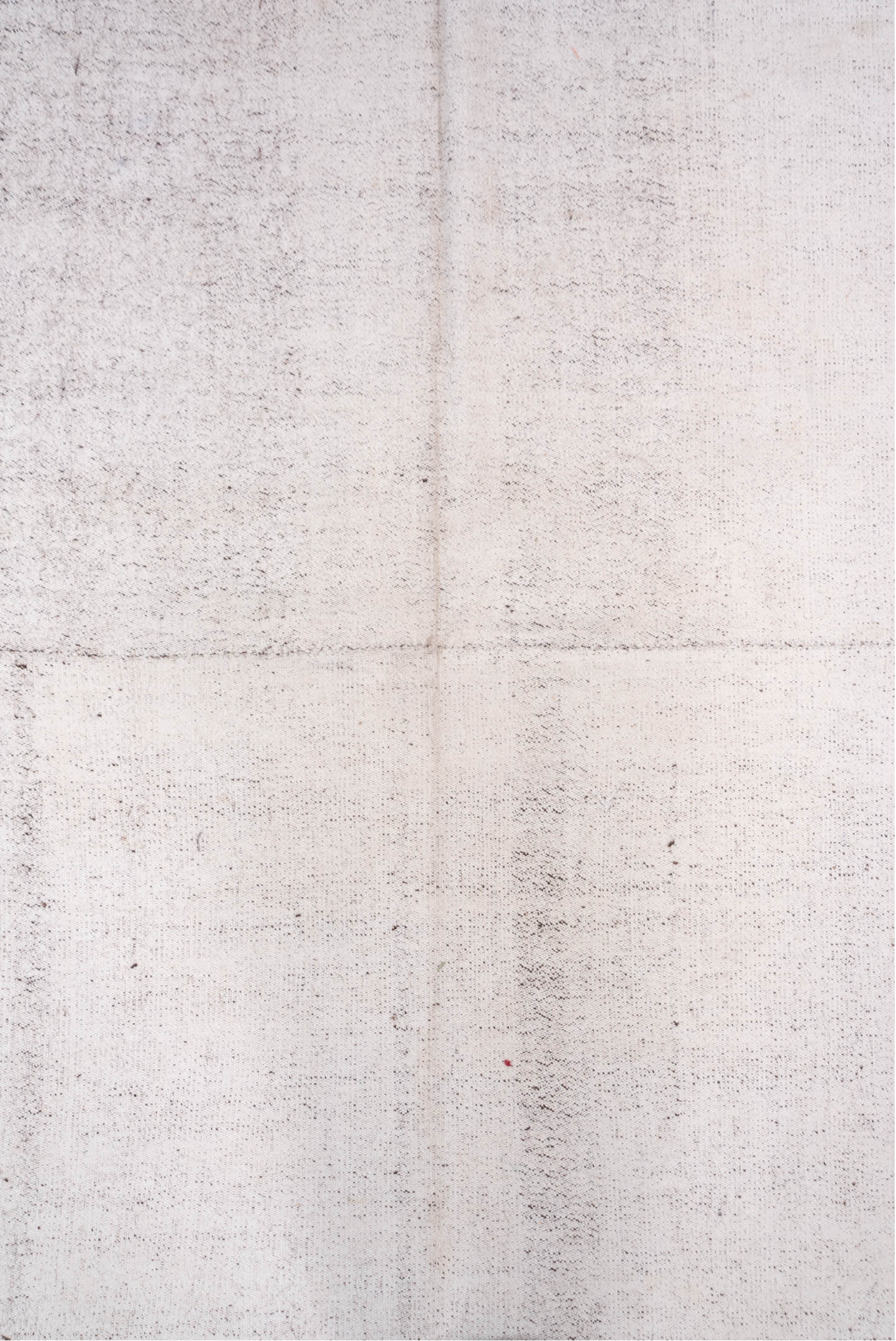 8' x 14' one-of-a-kind handmade vintage Flatweave large size rug. Color palette: ivory, cream, taupe, light gray, beige