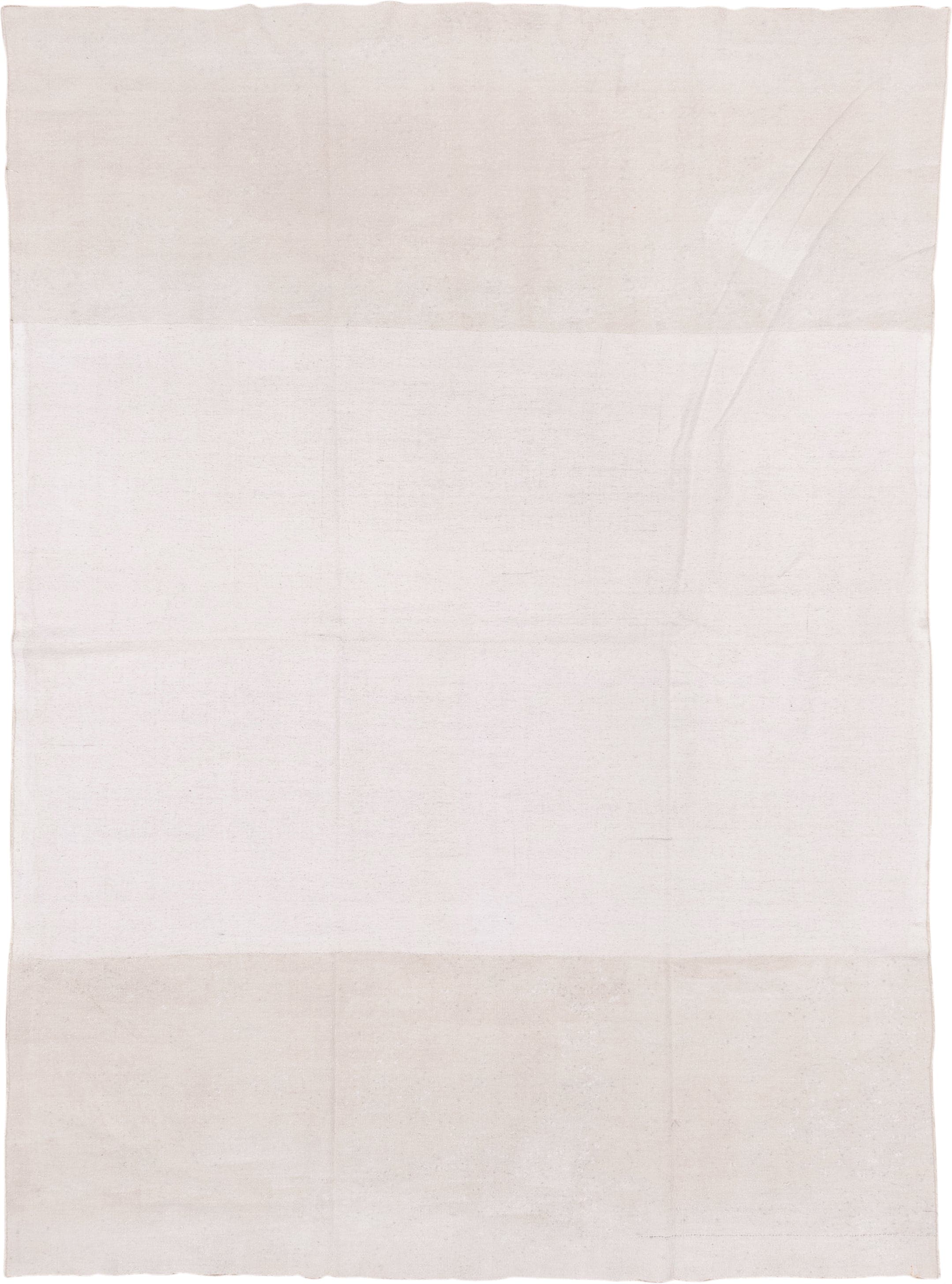 6' x 9' one-of-a-kind handmade vintage Flatweave medium size rug. Color palette: ivory, cream, beige