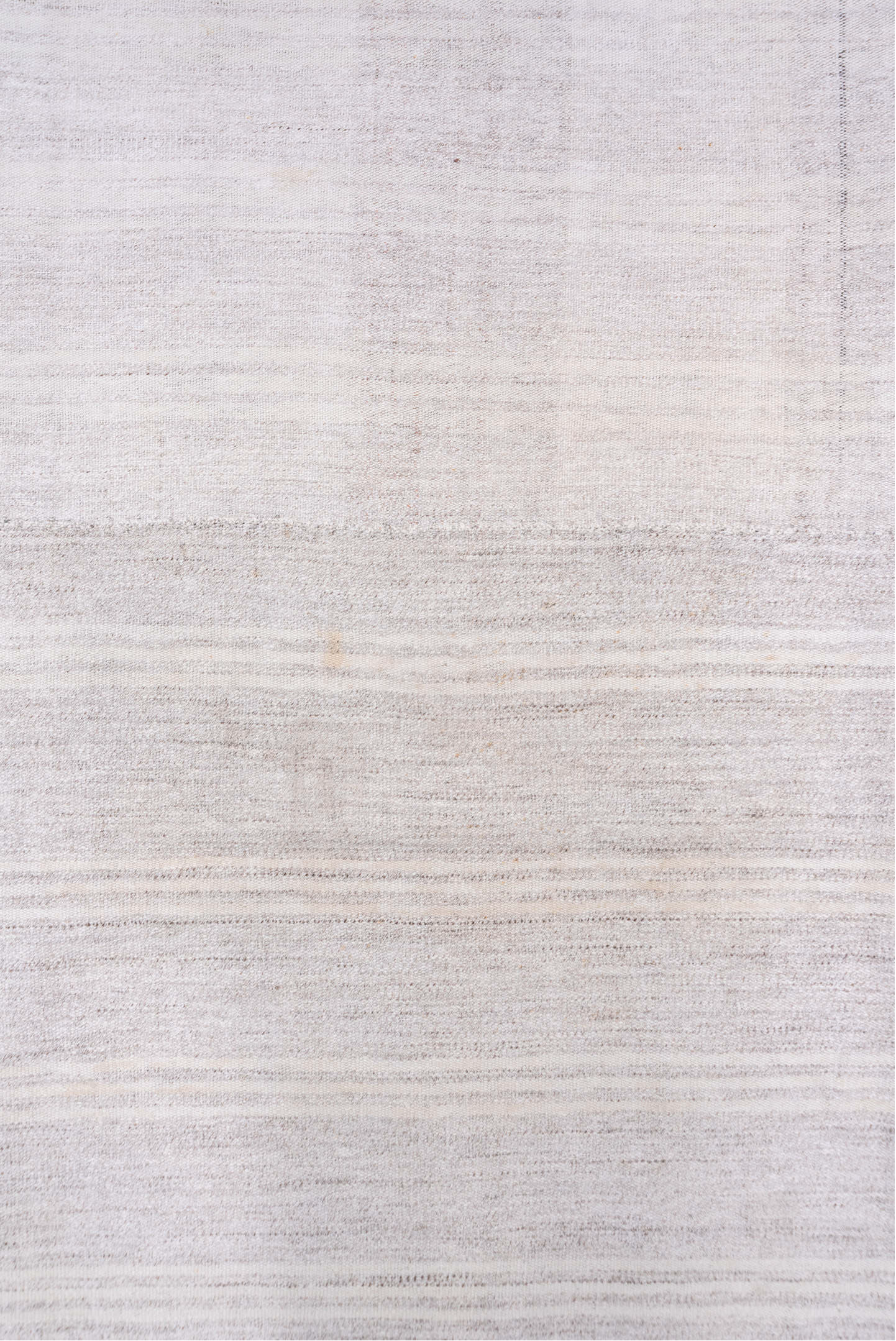 7' x 9' one-of-a-kind handmade vintage Flatweave rug. Color palette: ivory, cream, taupe, beige, light gray, gray