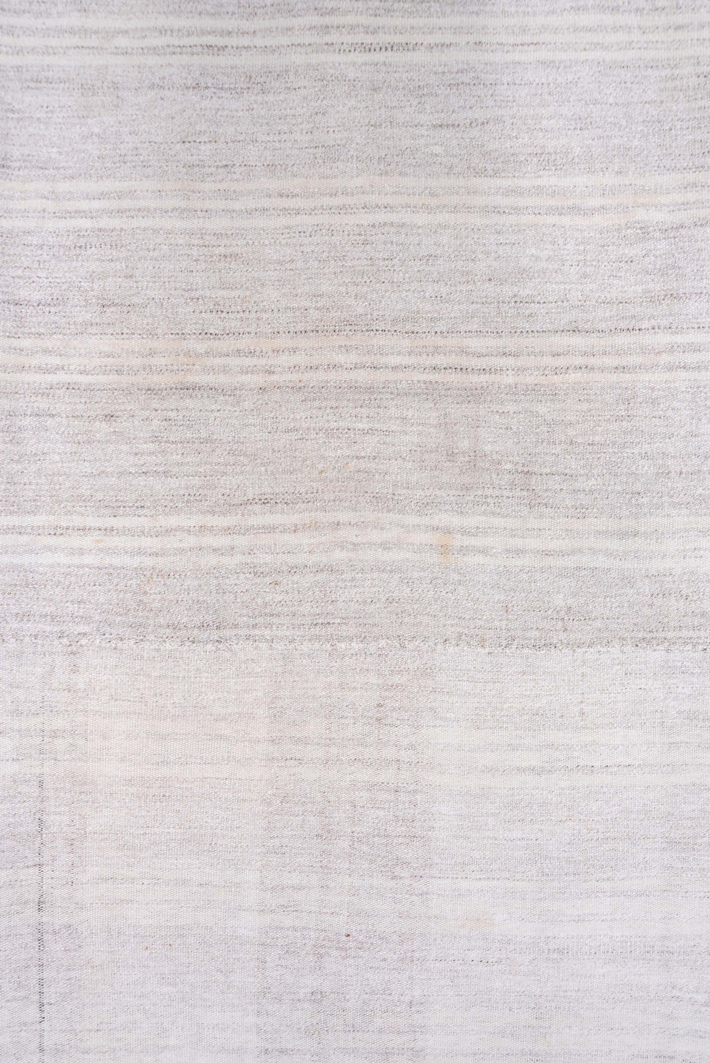 7' x 9' one-of-a-kind handmade vintage Flatweave rug. Color palette: ivory, cream, taupe, beige, light gray, gray