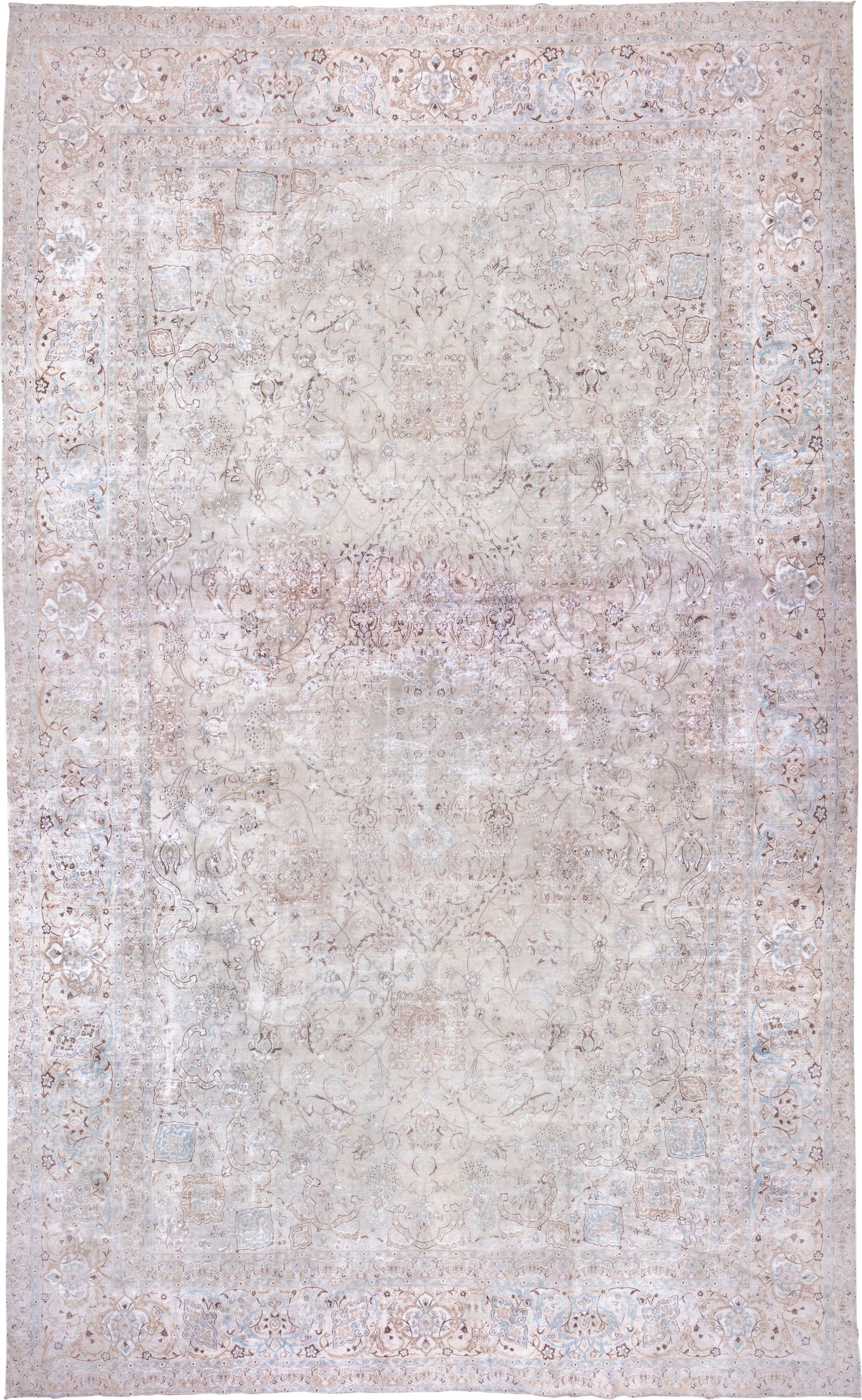 15' x 25' one-of-a-kind handmade vintage Sivas oversize rug. Color palette: ivory, blush, taupe, pale blue, cream, beige