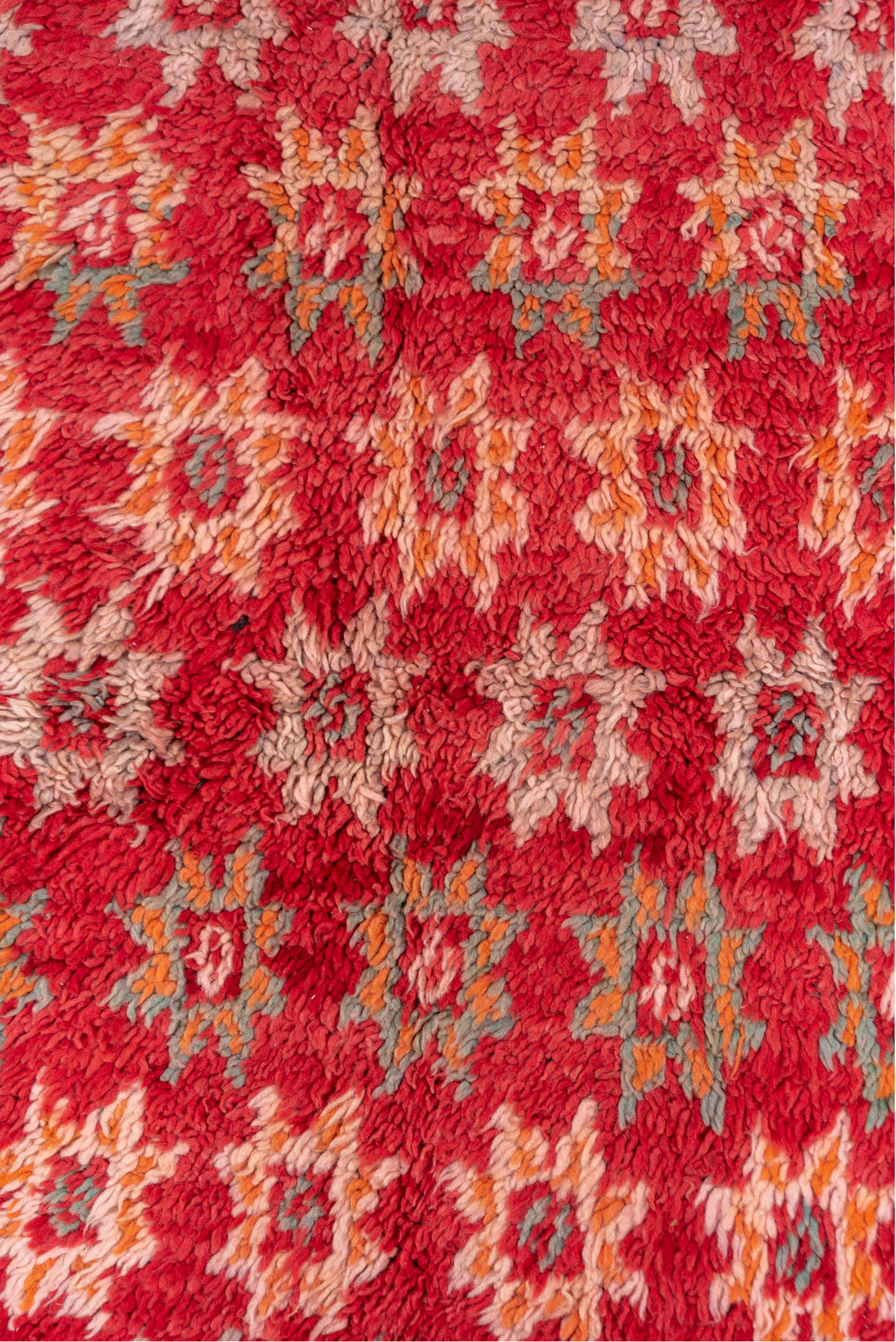 6' x 9' one-of-a-kind handmade vintage Moroccan medium size rug. Color palette: brown, burgundy, indian red, pink, red