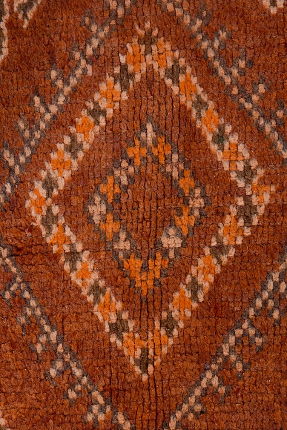 6' x 11' one-of-a-kind handmade vintage Moroccan large size rug. Color palette: rust, terra cotta, camel, ivory, charcoal
