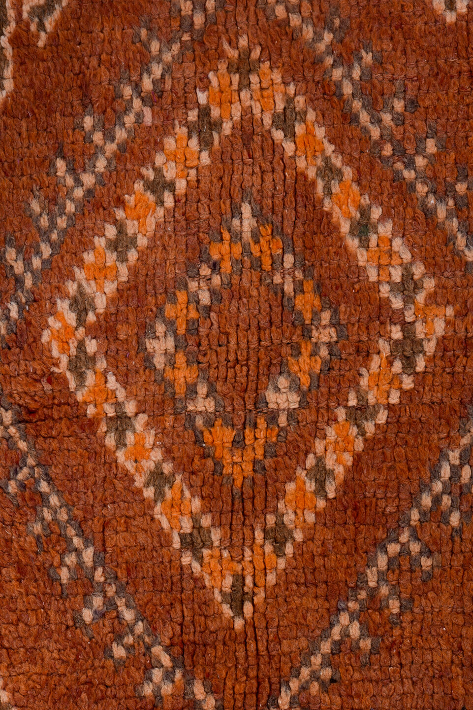6' x 11' one-of-a-kind handmade vintage Moroccan large size rug. Color palette: rust, terra cotta, camel, ivory, charcoal