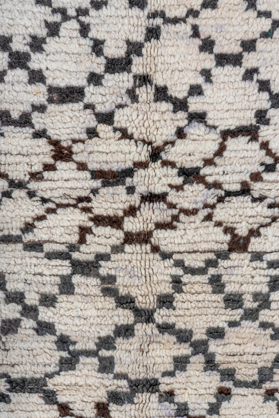 3' x 7' one-of-a-kind handmade vintage Moroccan runner rug. Color palette: black, blue, charcoal, dark gray, gainsboro, gray