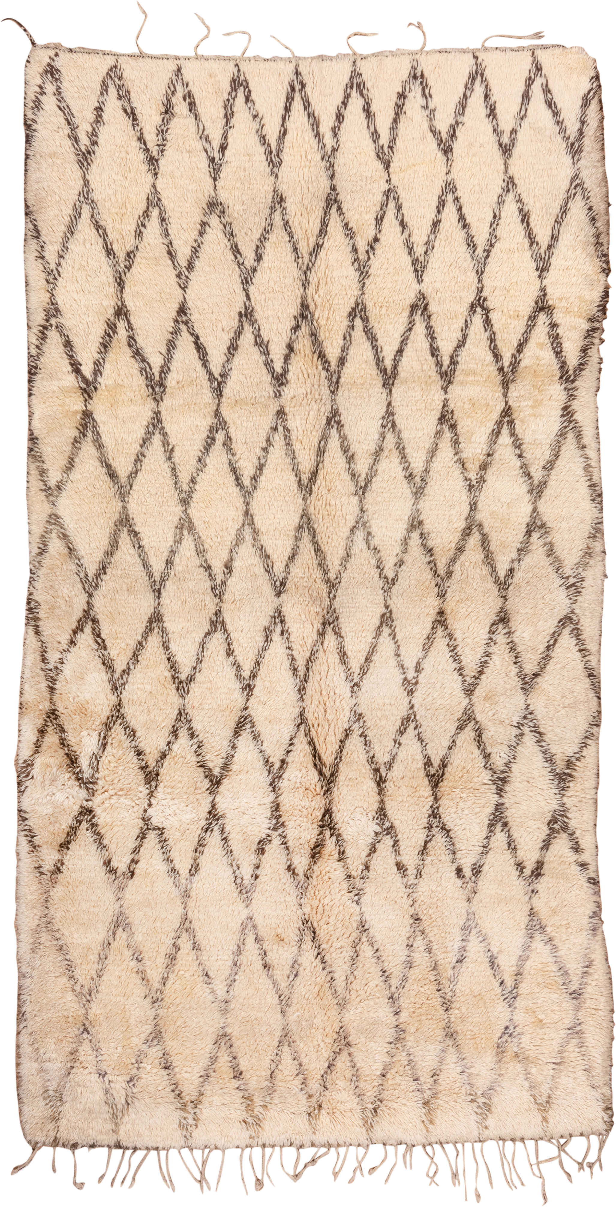 6' x 12' one-of-a-kind handmade vintage Moroccan large size rug. Color palette: ivory, cream, charcoal, taupe, gray, black