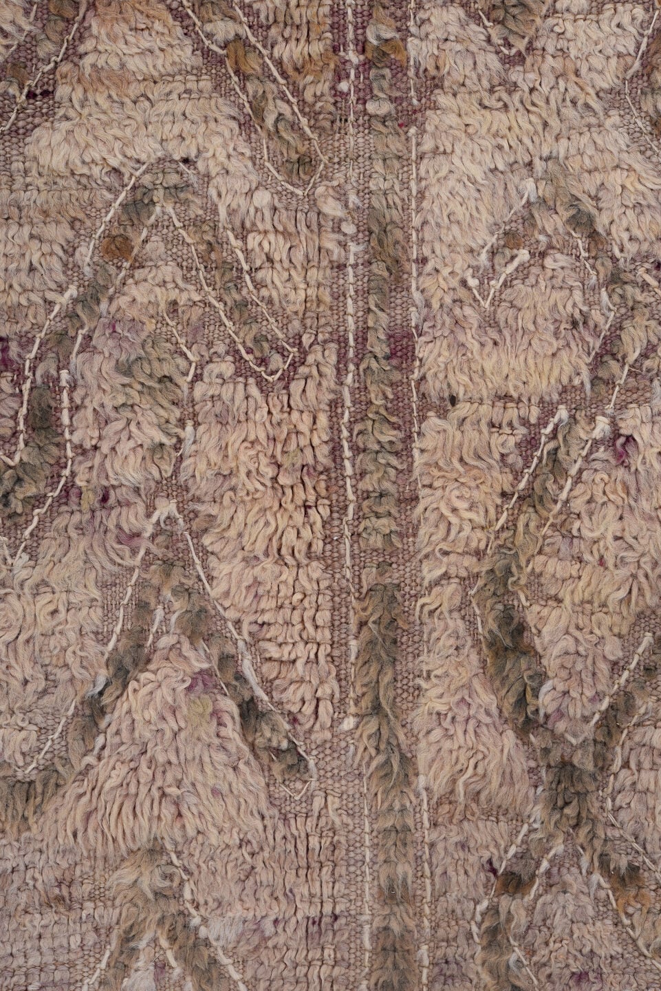 5' x 10' one-of-a-kind handmade vintage Moroccan medium size rug. Color palette: ivory, taupe, brown, blush, mauve, beige