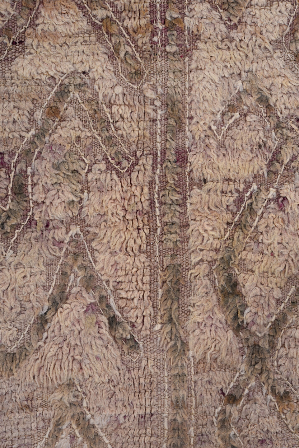 5' x 10' one-of-a-kind handmade vintage Moroccan medium size rug. Color palette: ivory, taupe, brown, blush, mauve, beige