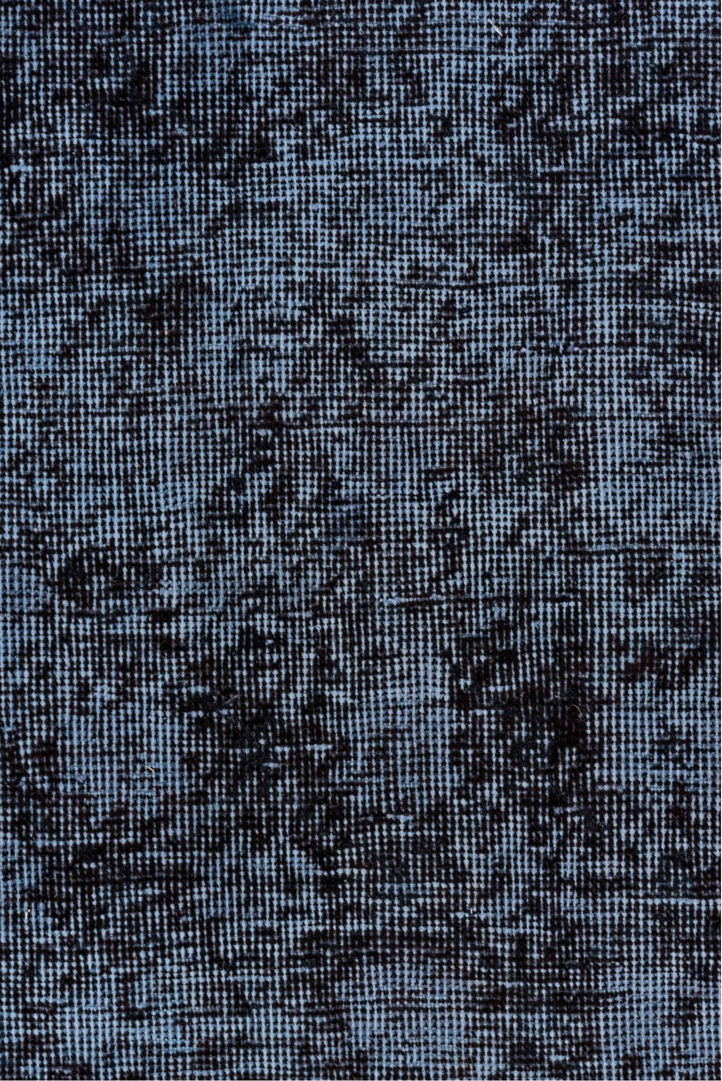 7' x 10' one-of-a-kind handmade vintage Overdyed large size rug. Color palette: blue, dim gray, fiord, gray, light blue