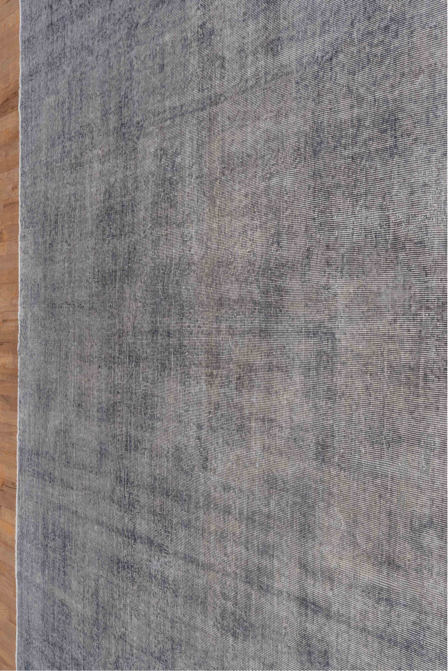 10' x 10' one-of-a-kind handmade antique Overdyed large size rug. Color palette: silver, gray, slate, ivory, blue