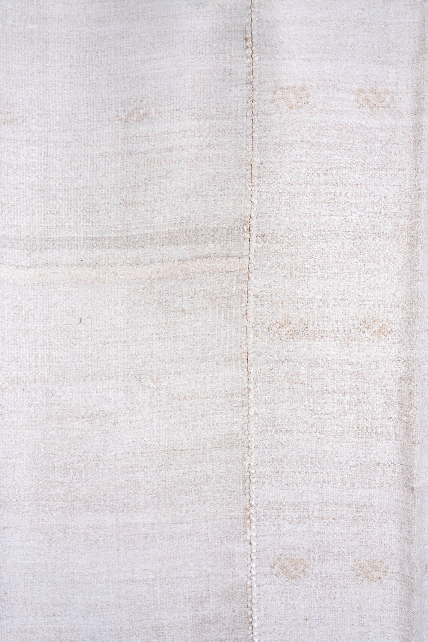 10' x 13' one-of-a-kind handmade vintage Hemp Kilim large size rug. Color palette: ivory, cream, beige, taupe, gray