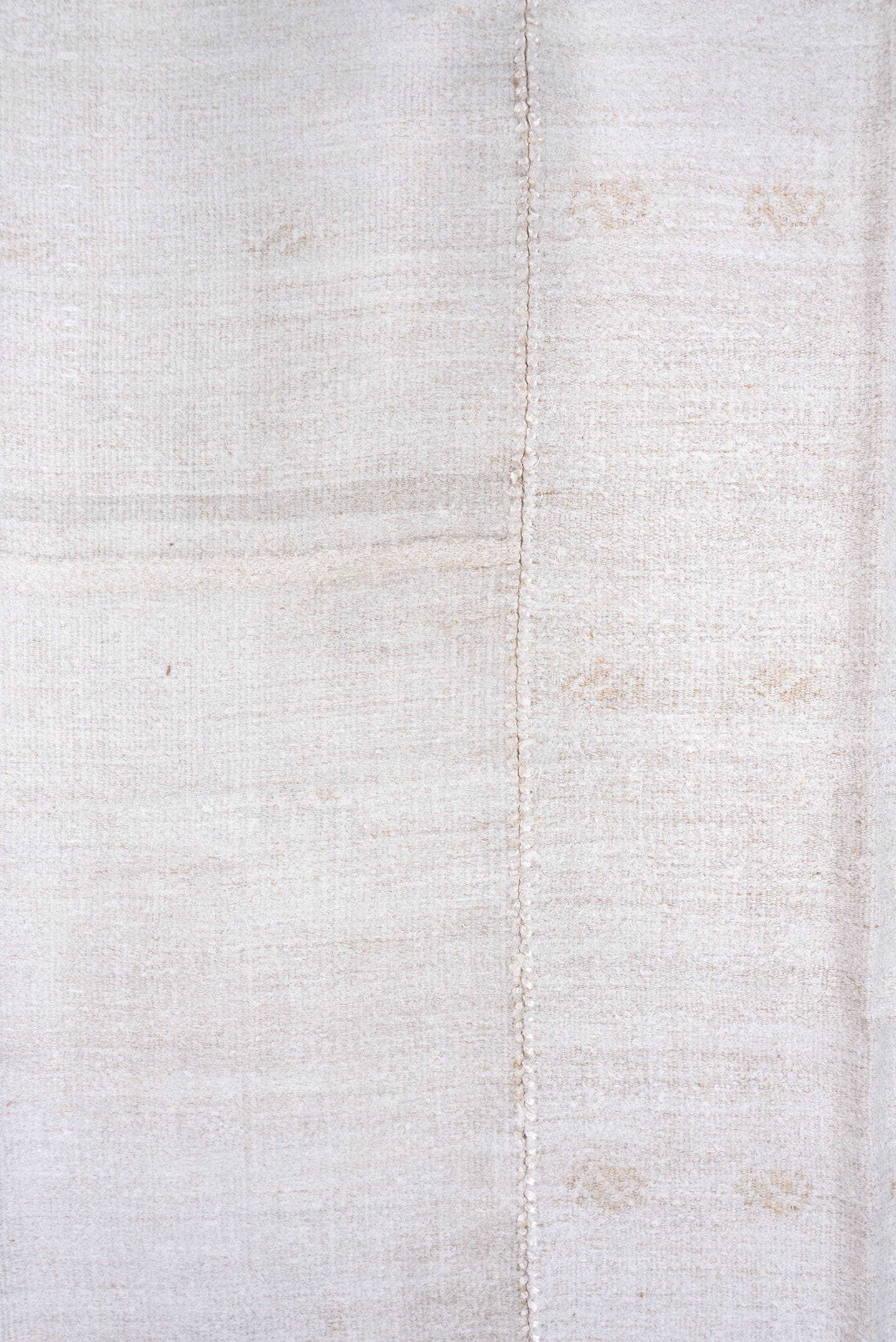 10' x 13' one-of-a-kind handmade vintage Hemp Kilim large size rug. Color palette: ivory, cream, beige, taupe, gray