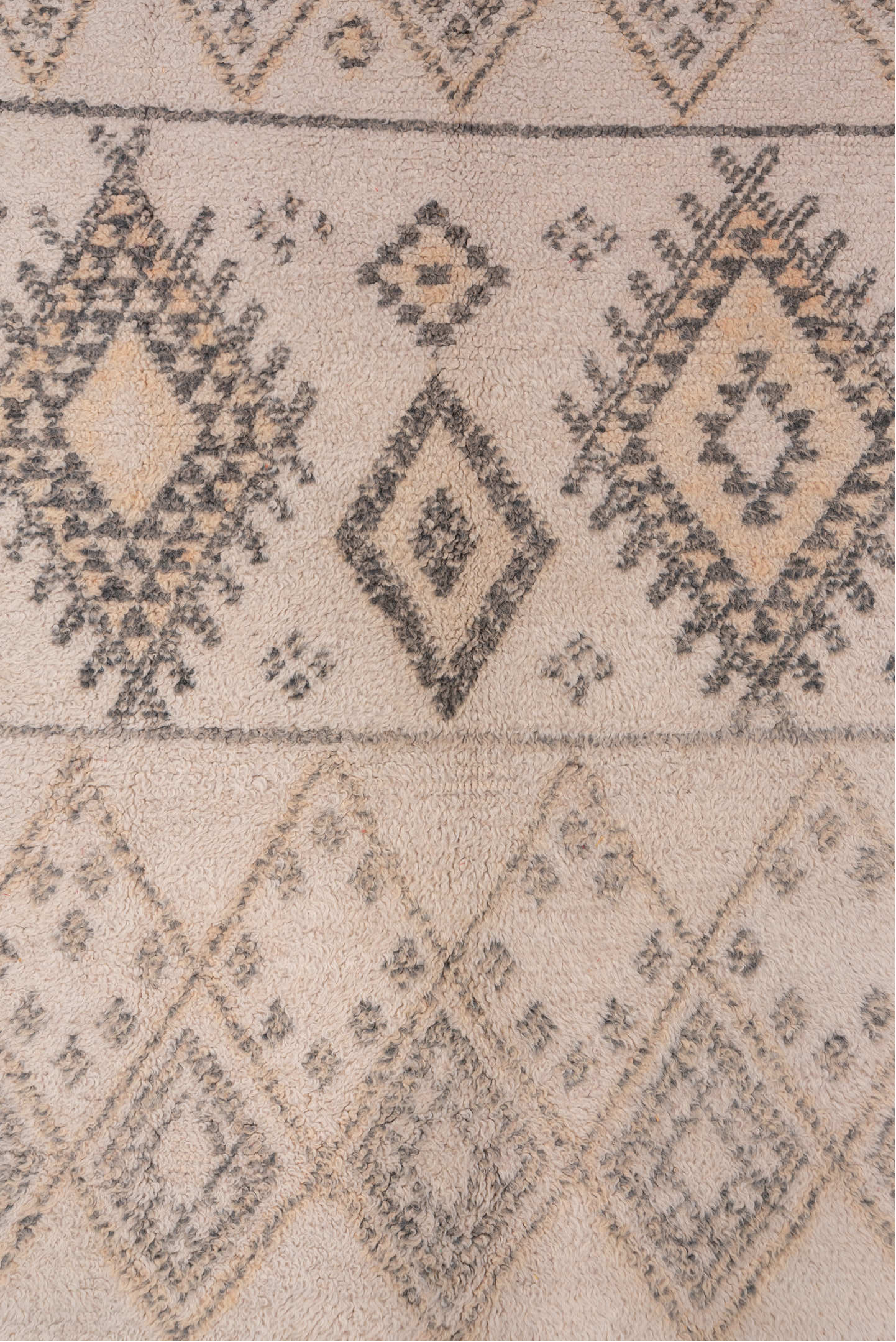 6' x 11' one-of-a-kind handmade vintage Moroccan large size rug. Color palette: brown, gray, light gray, off-white, orange