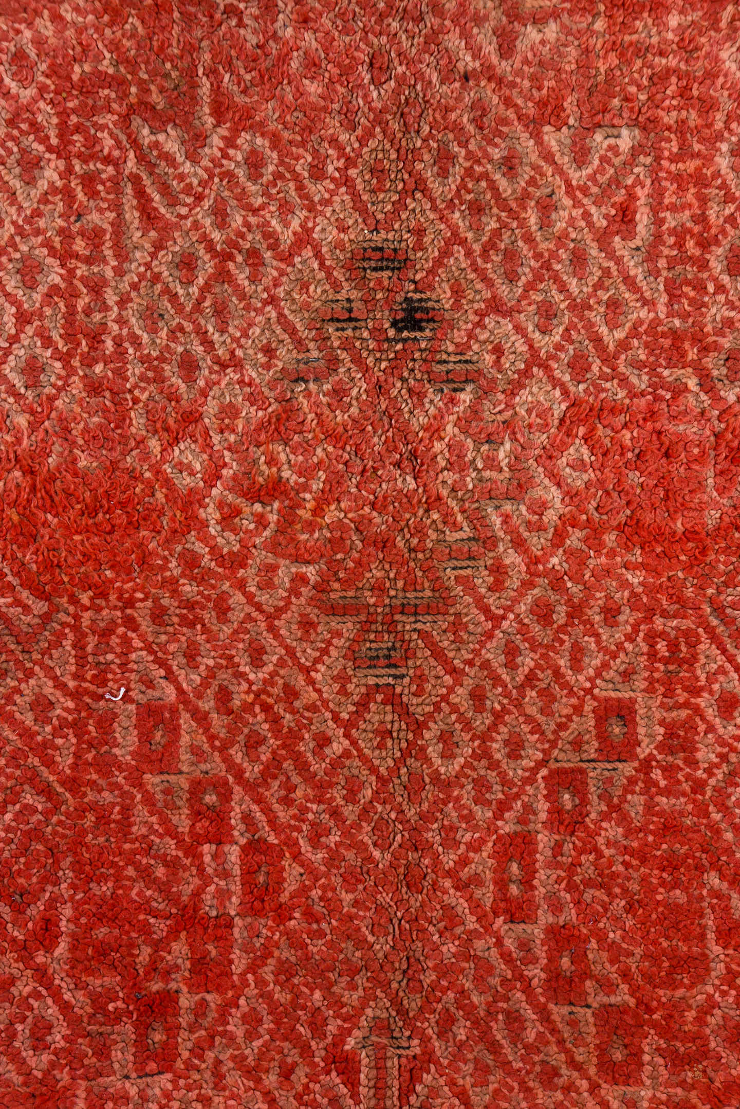 6' x 10' one-of-a-kind handmade vintage Moroccan large size rug. Color palette: rust, terra cotta, crimson, rose, charcoal