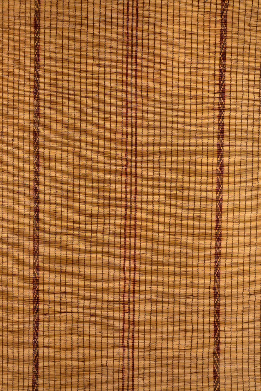 7' x 16' one-of-a-kind handmade vintage Tuareg rug. Color palette: camel, brown, tan, ochre, beige, gold