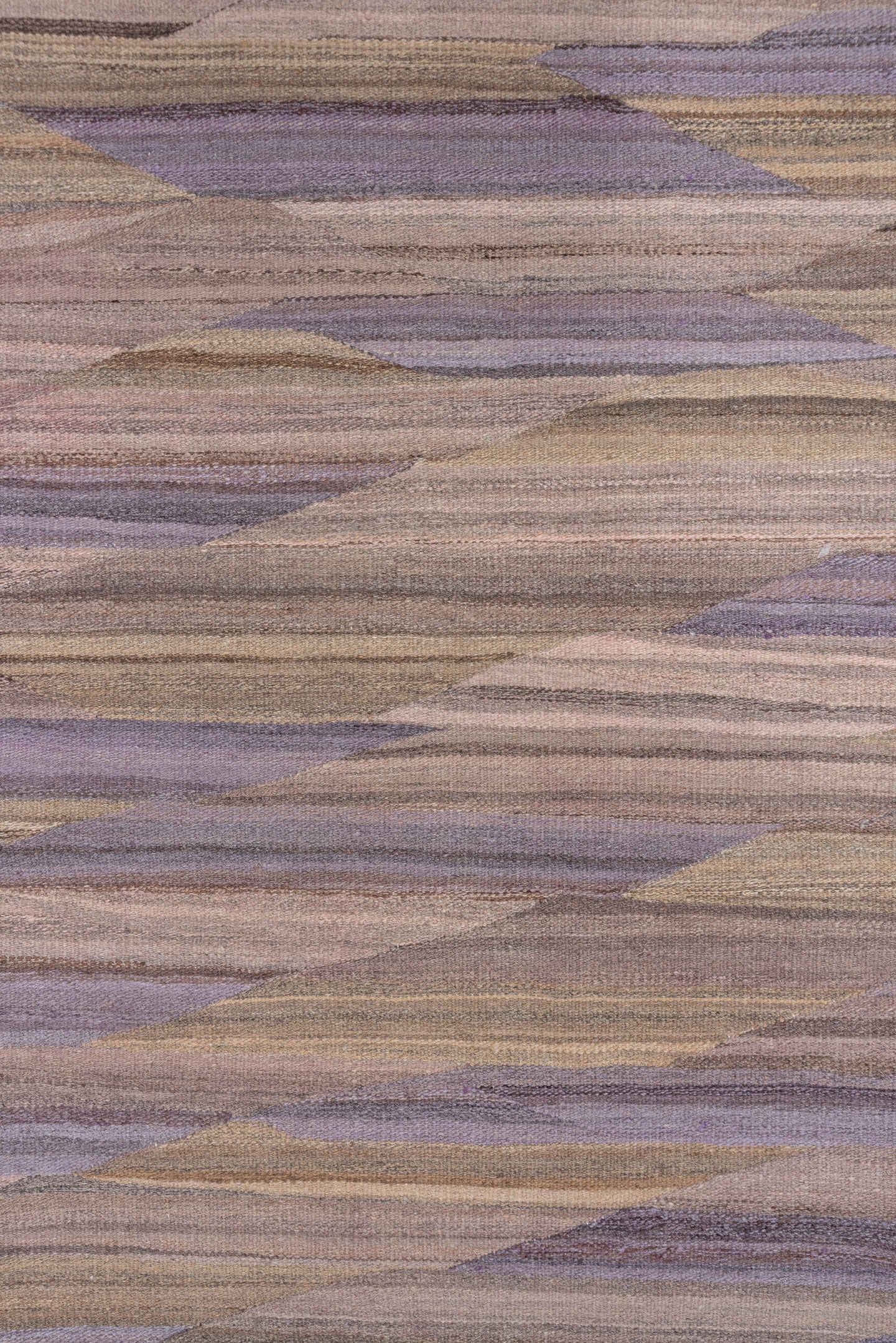 7' x 10' one-of-a-kind handmade vintage Kilim large size rug. Color palette: taupe, lavender, beige, mauve, brown, gray