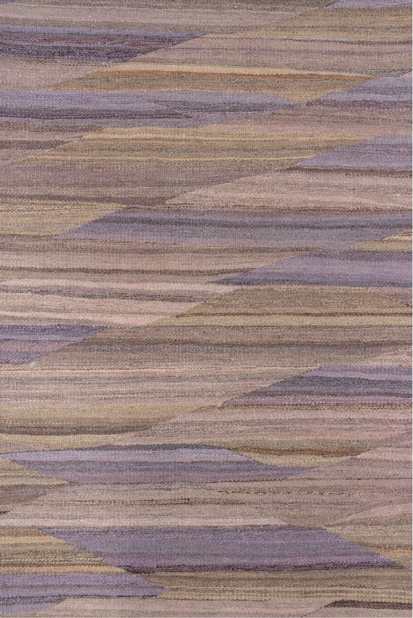 7' x 10' one-of-a-kind handmade vintage Kilim large size rug. Color palette: taupe, lavender, beige, mauve, brown, gray
